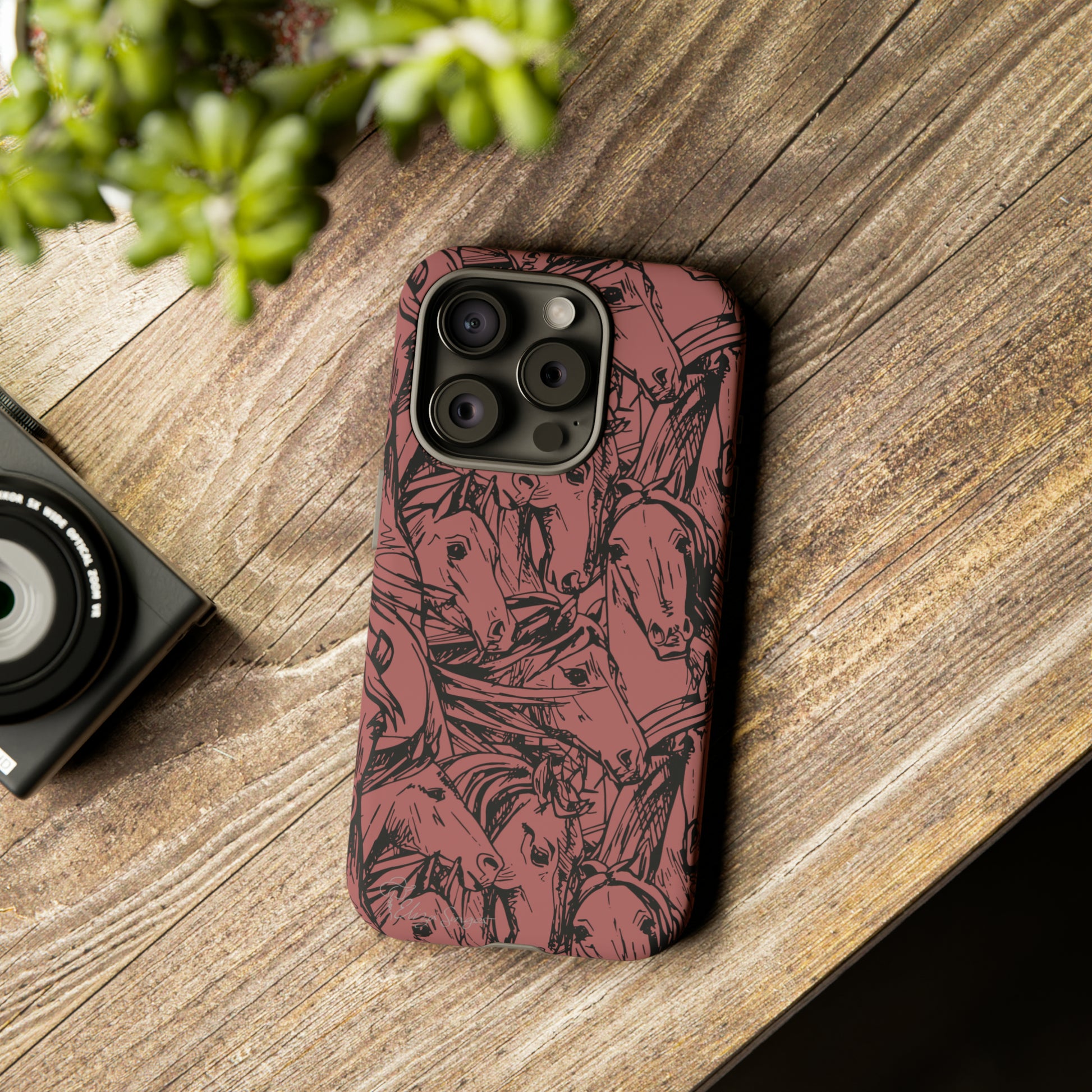 Gallop in Style: Horse Art Western Design iPhone Tough Protective Cover. Featuring a Scribble Horse Drawing, compatible with iPhone 15, 14, 13, 12, 11, XS, XR Pro/Max/Mini/P/Plus. Unleash the Rider in You with Style and Durability. #ElizaSinger #PhoneCase #WesternArt