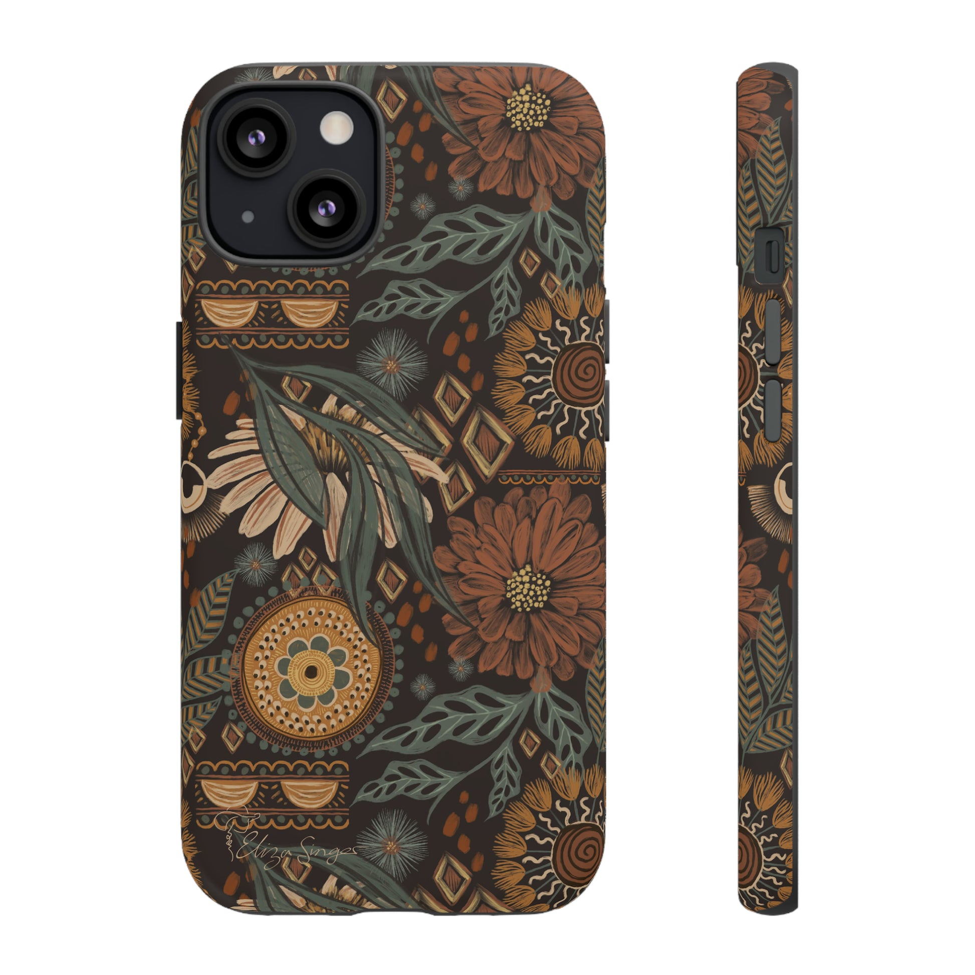 Rustic Boho Bloom: Blissfully Boho Rustic Daisy iPhone Tough Protective Cover. An artful fusion of Flowers, Boho, and floral daisies in a Western design. Compatible with iPhone 15, 14, 13, XS, XR Pro/Max/Mini/P/Plus. Embrace Bohemian Elegance with Durability and Style. #ElizaSinger #PhoneCase #BohoFloral