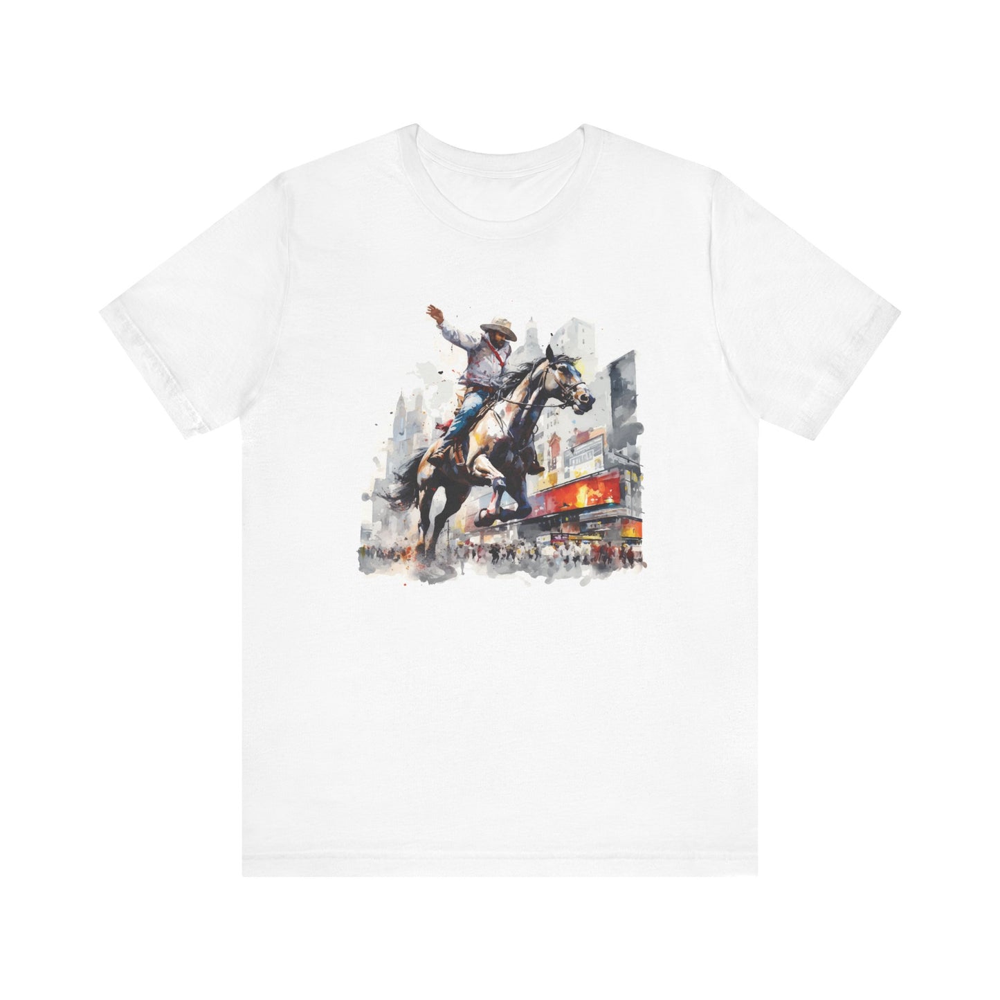 Urban Rodeo: Bella Canvas T-shirt with Cowboy in Times Square