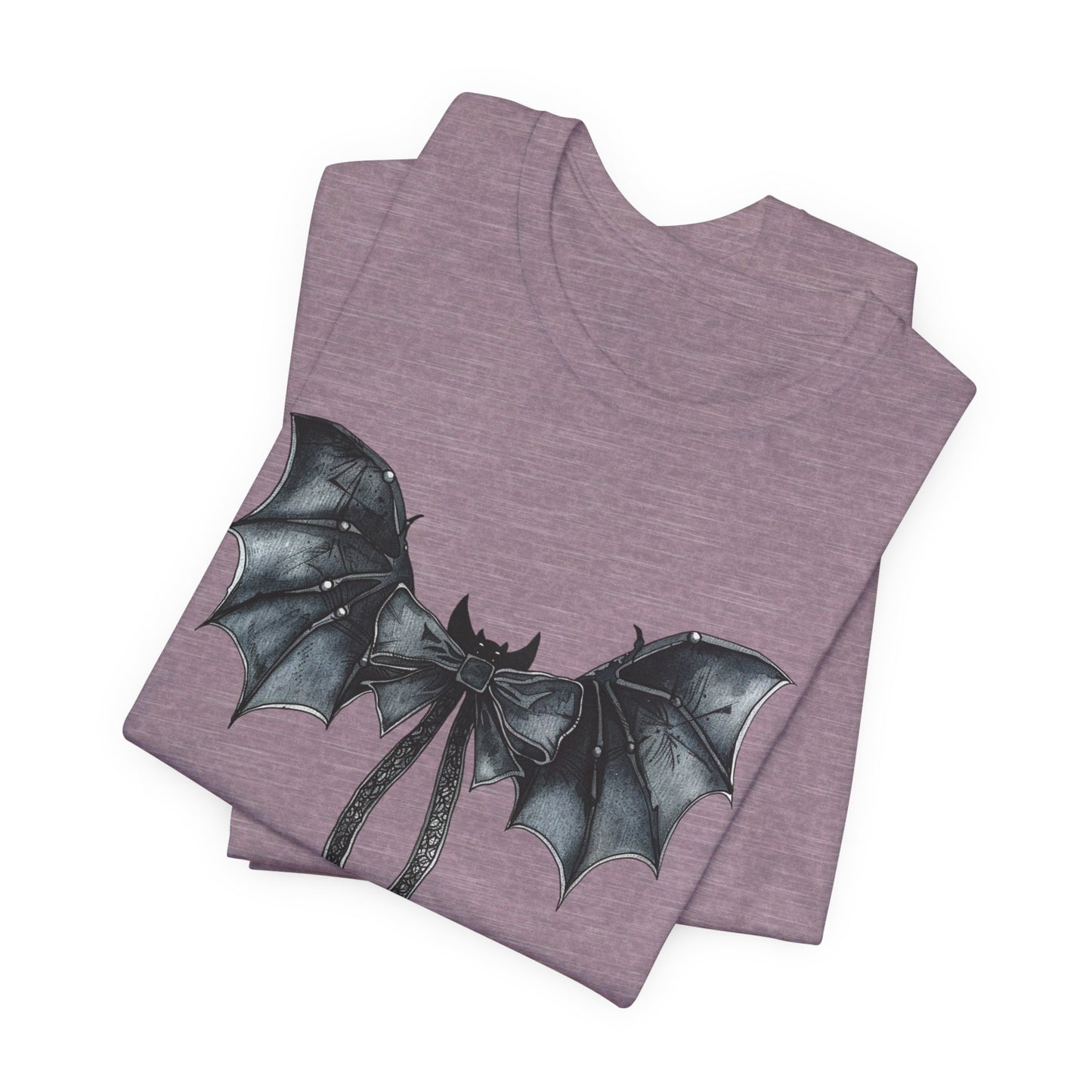 Subtle Spooks: Halloween Bella Canvas T-shirt with Minimalistic Bat Wing Design