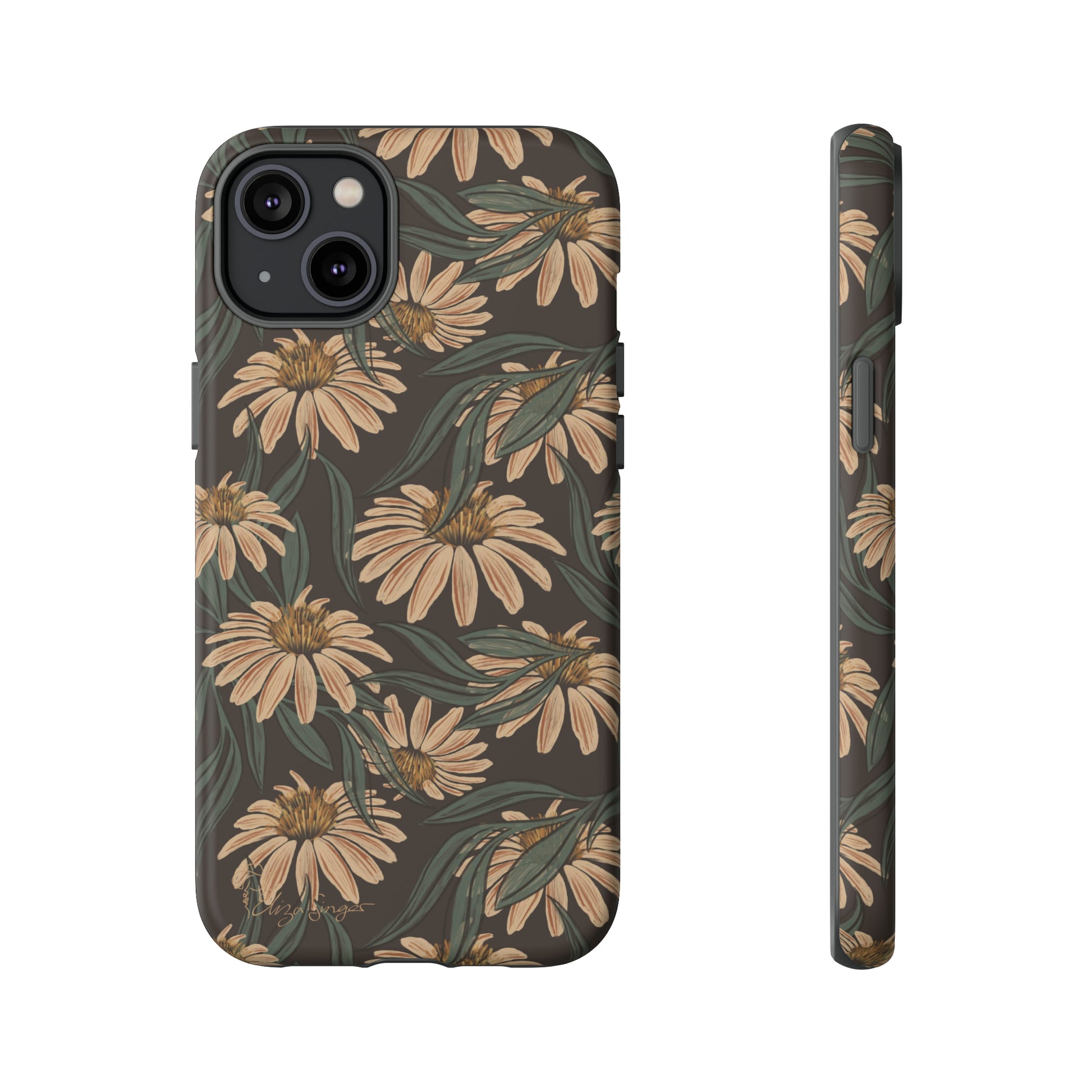 Meadows in Bloom: Boho Meadows Daisy iPhone Tough Protective Cover. A picturesque fusion of Flowers, Boho, and floral daisies in a Western design. Compatible with iPhone 15, 14, 13, XS, XR Pro/Max/Mini/P/Plus. Embrace Nature's Beauty with Style and Durability. #ElizaSinger #PhoneCase #BohoFloral