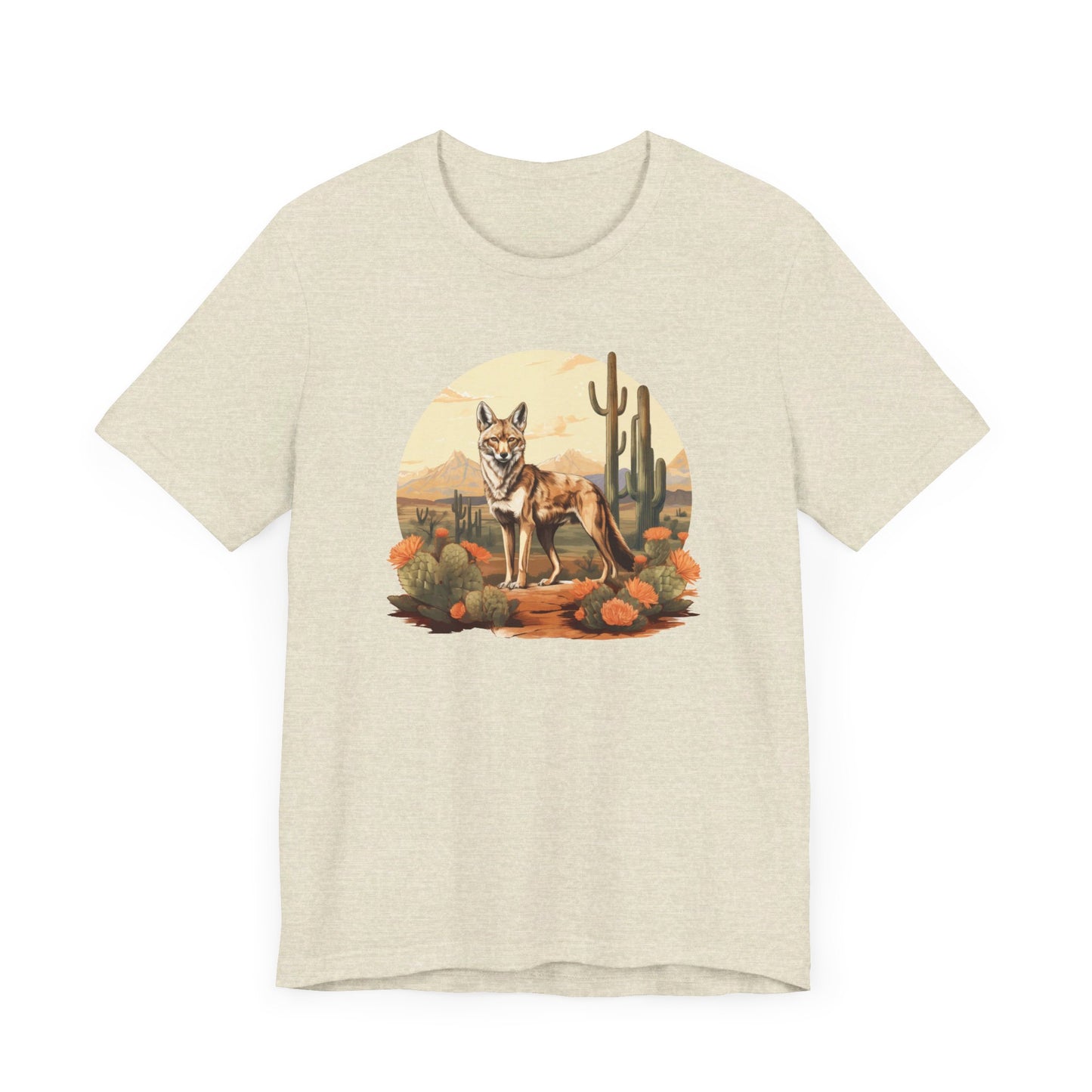 Desert Nomad: Bella Canvas T-shirt with Jackal and Cactus