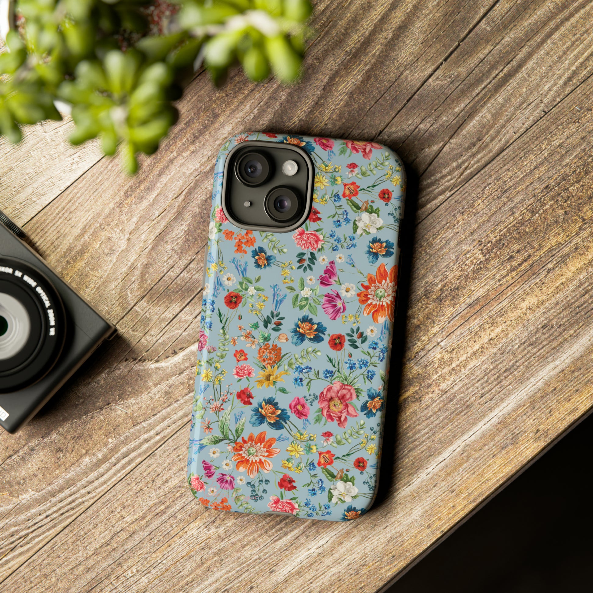 Blossom in Color: Wildflower Floral Colorful Design iPhone Tough Protective Cover. Vibrant flowers in Turquoise and Pink, compatible with iPhone 15, 14, 13, XS, XR Pro/Max/Mini/P/Plus. Embrace Nature's Palette with Style and Durability. #ElizaSinger #PhoneCase #FloralDesign