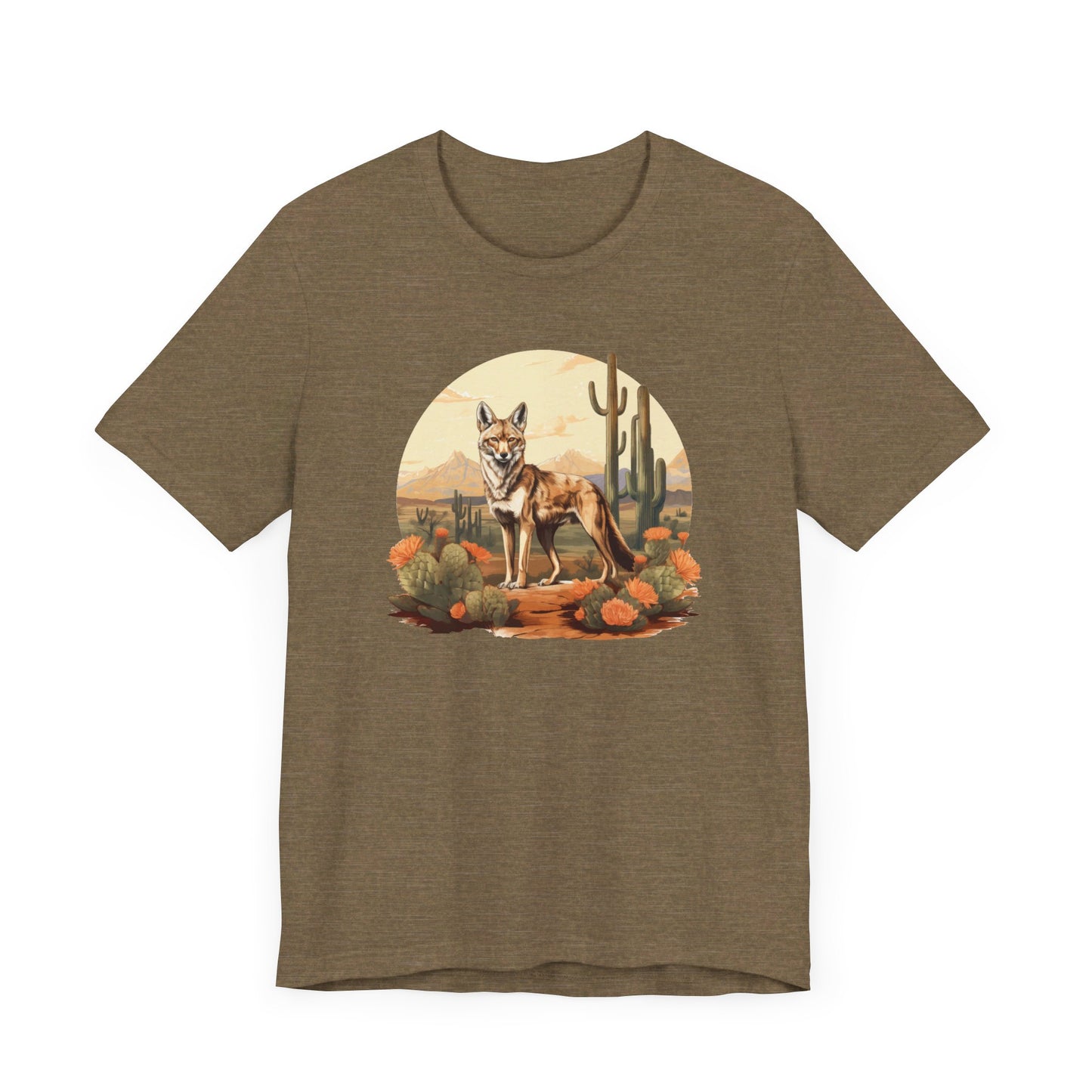 Desert Nomad: Bella Canvas T-shirt with Jackal and Cactus
