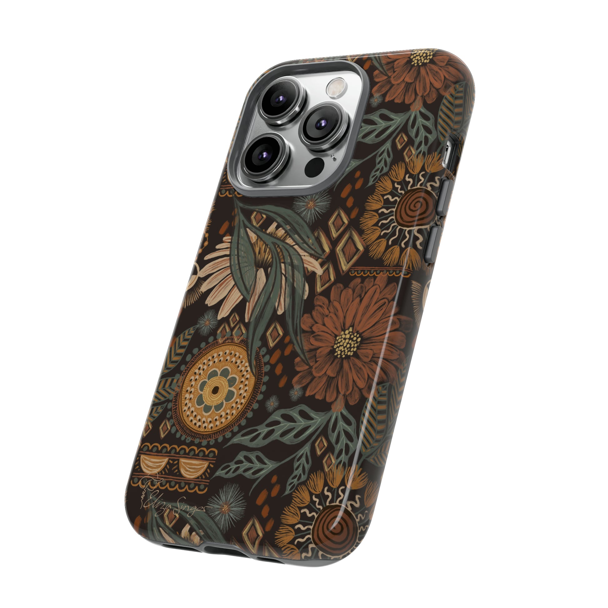 Rustic Boho Bloom: Blissfully Boho Rustic Daisy iPhone Tough Protective Cover. An artful fusion of Flowers, Boho, and floral daisies in a Western design. Compatible with iPhone 15, 14, 13, XS, XR Pro/Max/Mini/P/Plus. Embrace Bohemian Elegance with Durability and Style. #ElizaSinger #PhoneCase #BohoFloral
