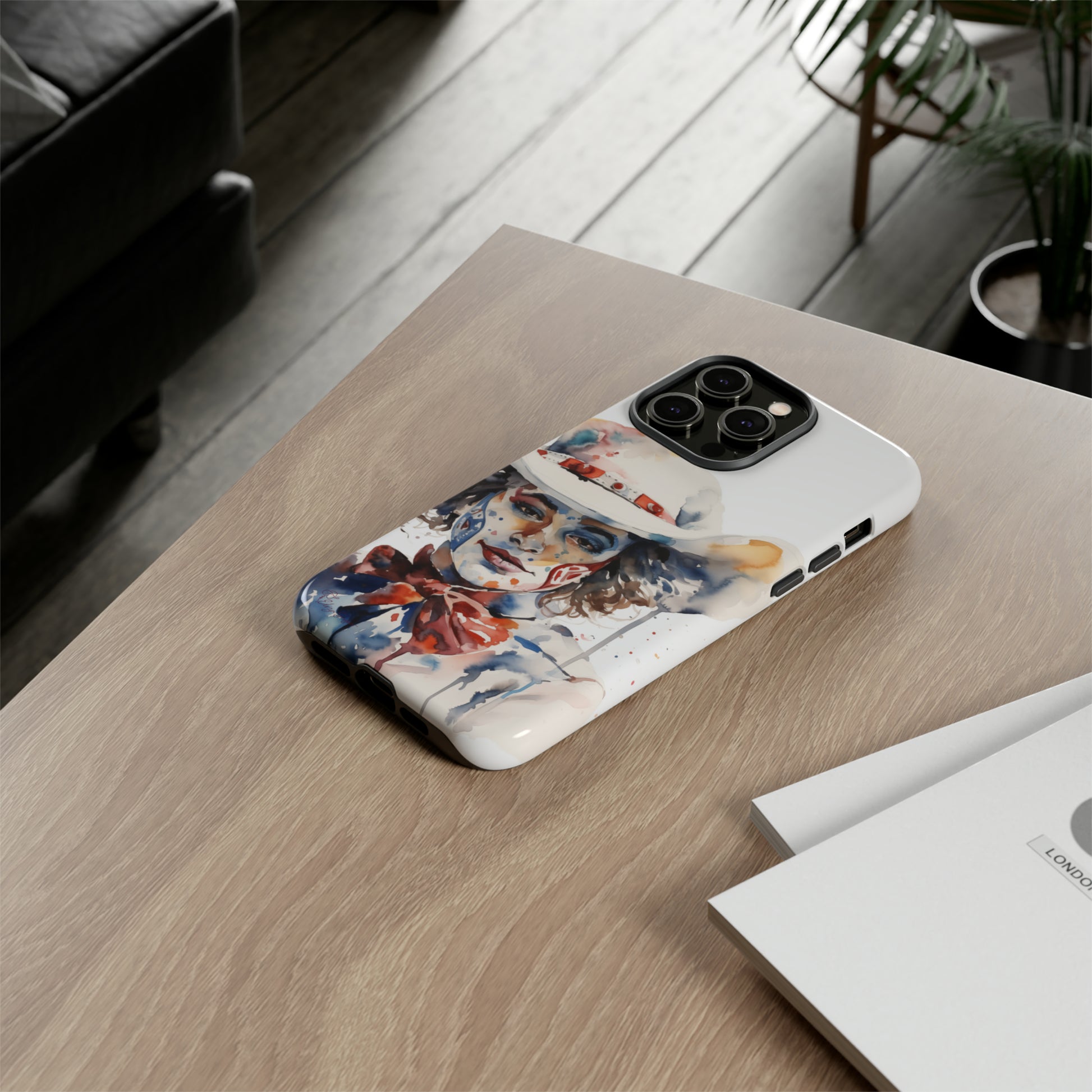 Presenting our Tough Western Cell Phone Case: Rodeo Clown Watercolor Gal Edition! This one-of-a-kind design showcases a vibrant watercolor portrayal of a woman as a rodeo clown on a white background. Enjoy the fusion of artistry and robust phone protection.