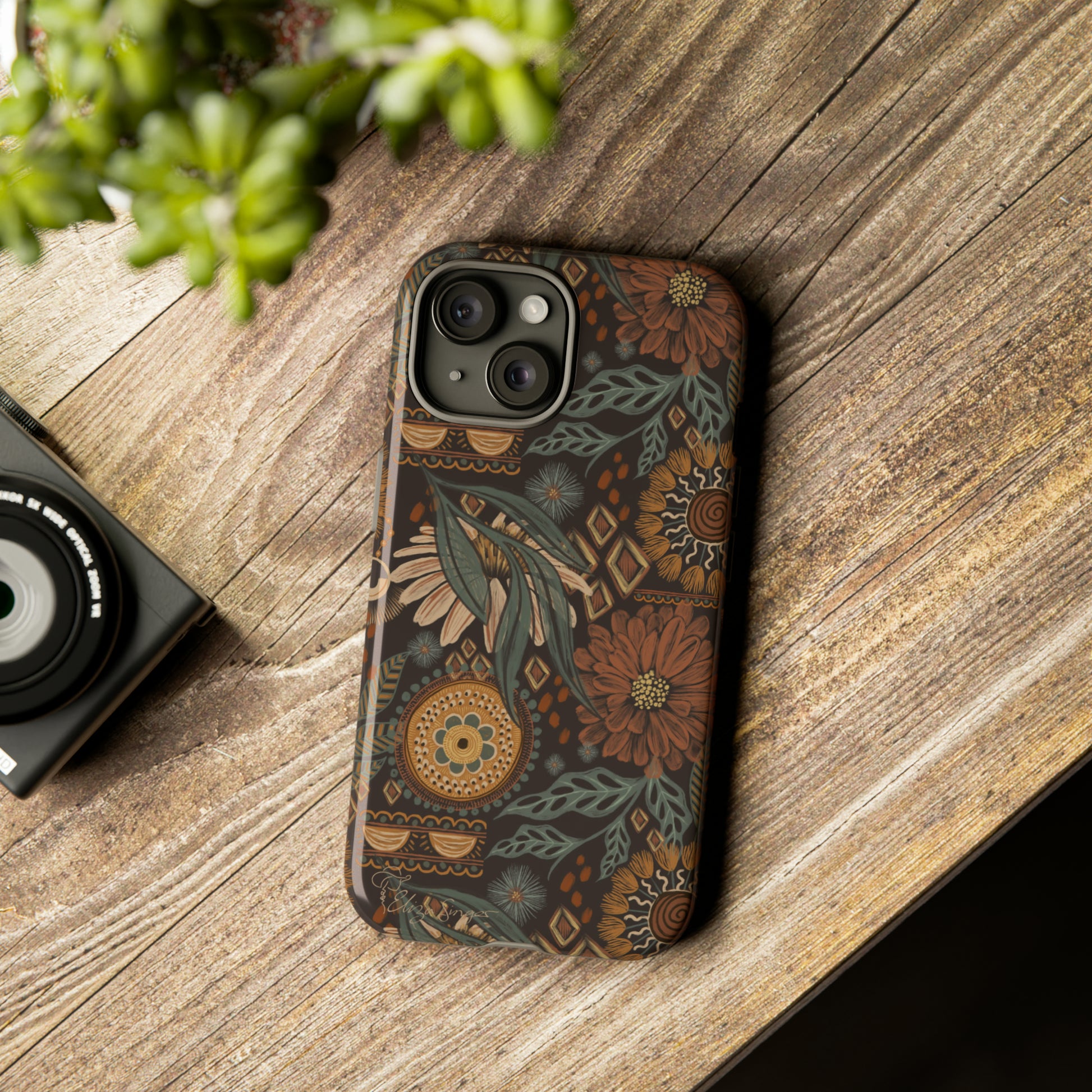 Rustic Boho Bloom: Blissfully Boho Rustic Daisy iPhone Tough Protective Cover. An artful fusion of Flowers, Boho, and floral daisies in a Western design. Compatible with iPhone 15, 14, 13, XS, XR Pro/Max/Mini/P/Plus. Embrace Bohemian Elegance with Durability and Style. #ElizaSinger #PhoneCase #BohoFloral