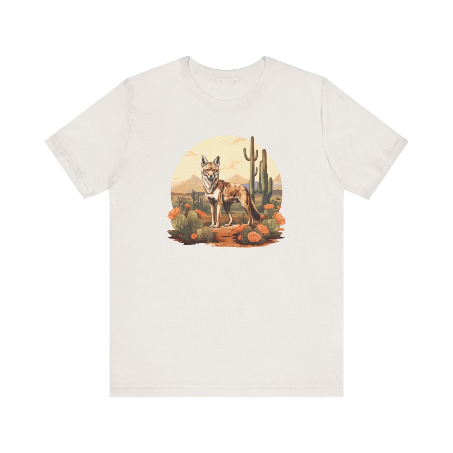 Desert Nomad: Bella Canvas T-shirt with Jackal and Cactus