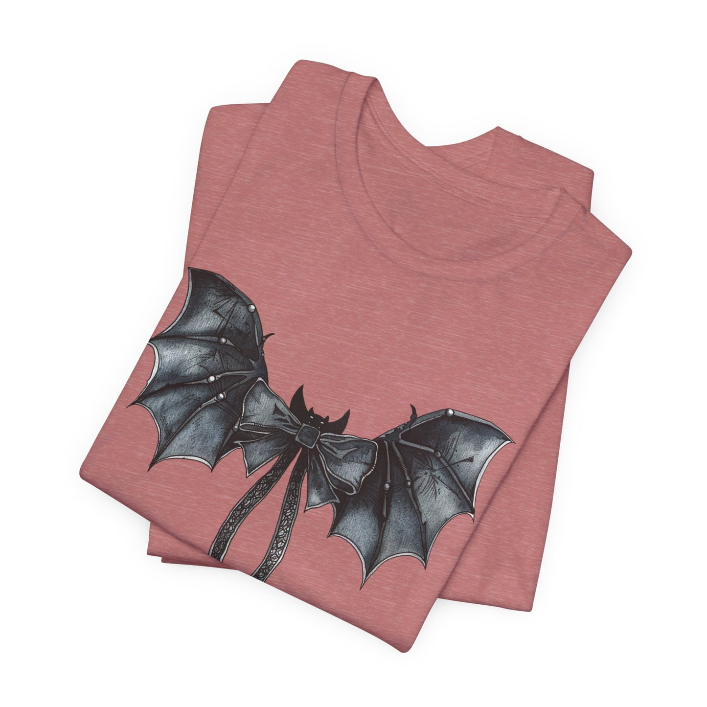 Subtle Spooks: Halloween Bella Canvas T-shirt with Minimalistic Bat Wing Design