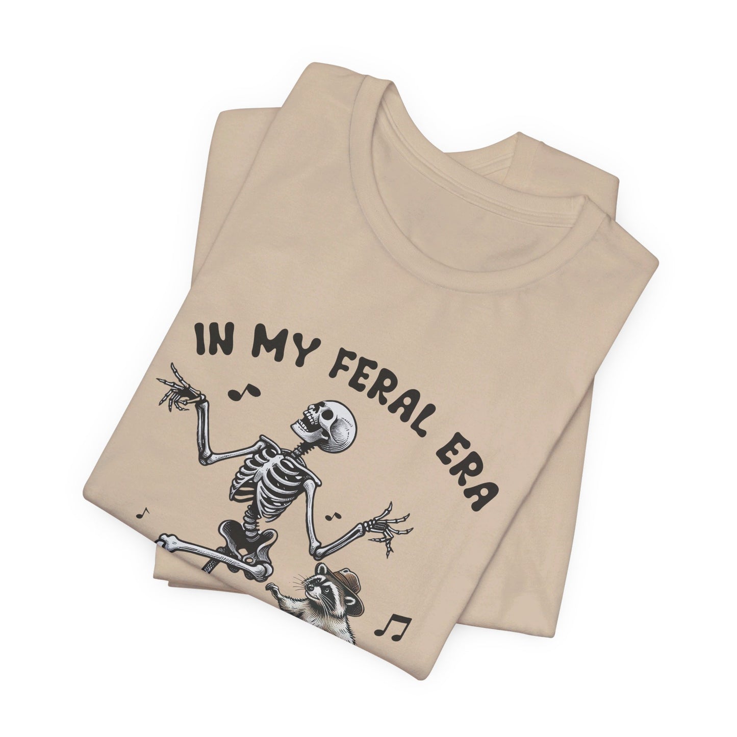 Feral Era: Halloween Bella Canvas T-shirt with Skeleton and Raccoon