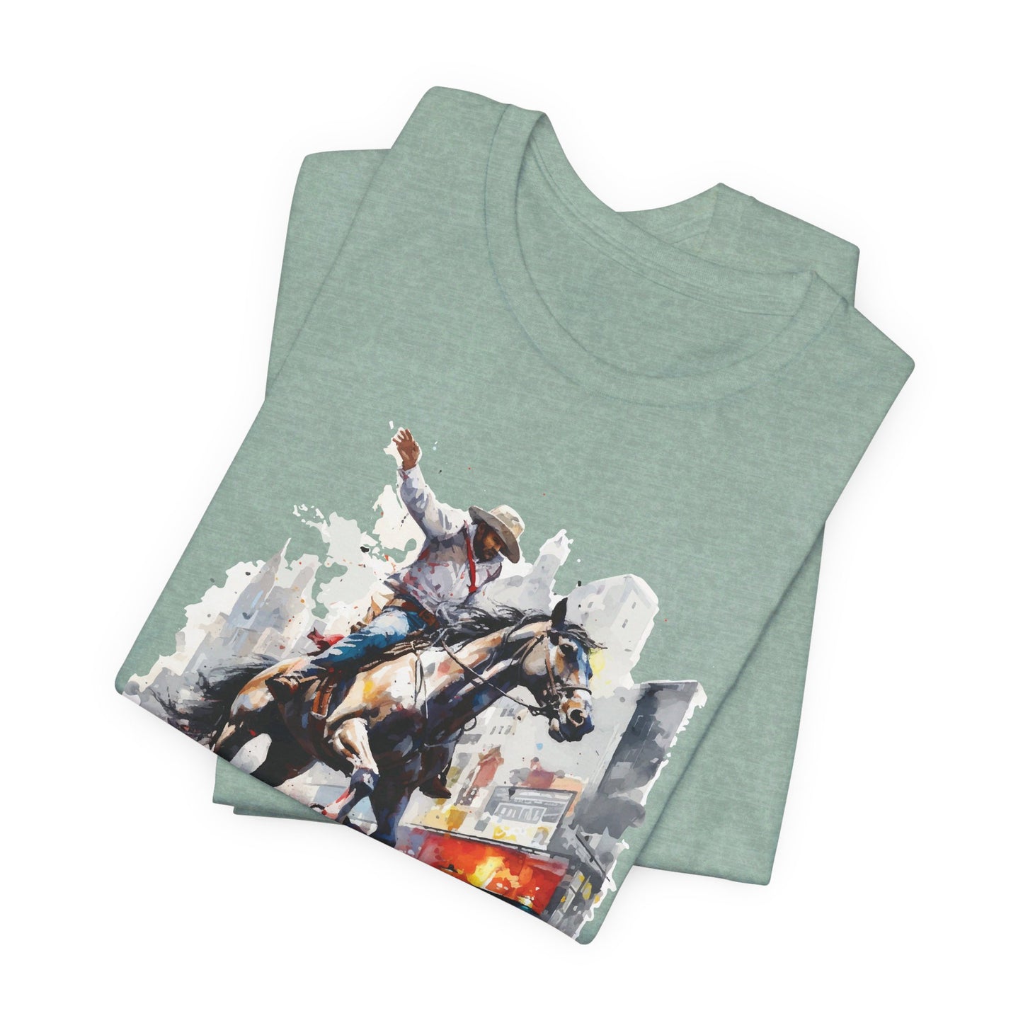 Urban Rodeo: Bella Canvas T-shirt with Cowboy in Times Square
