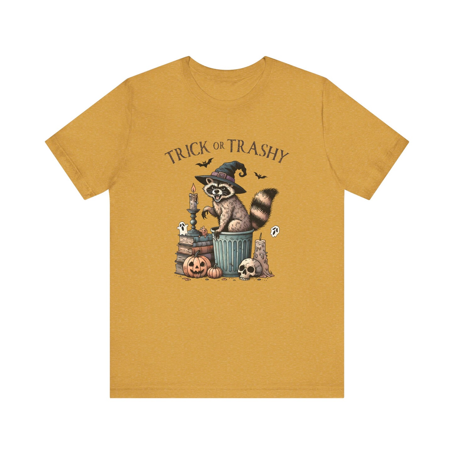 Trick or Trashy: Halloween Bella Canvas T-shirt with Raccoon
