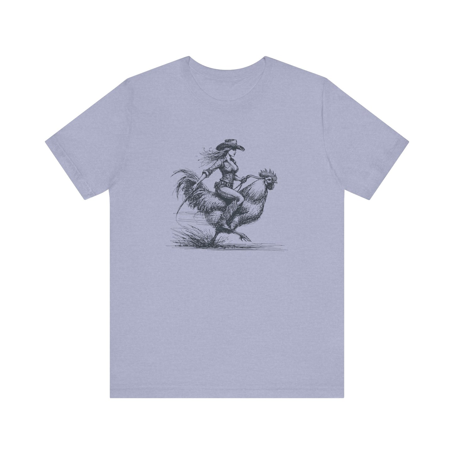 Scribble Style: Bella Canvas T-shirt with Cowgirl on Rooster
