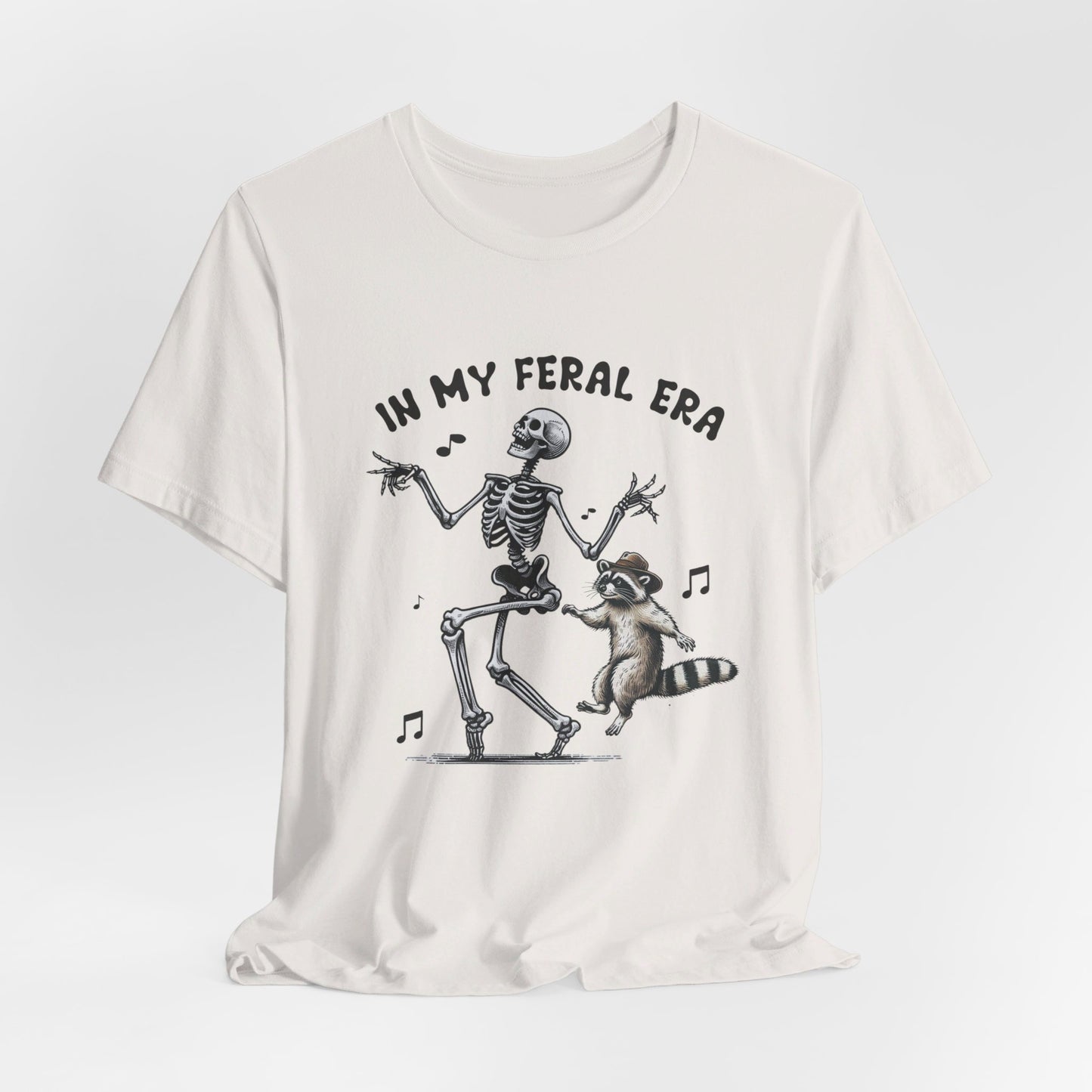 Feral Era: Halloween Bella Canvas T-shirt with Skeleton and Raccoon