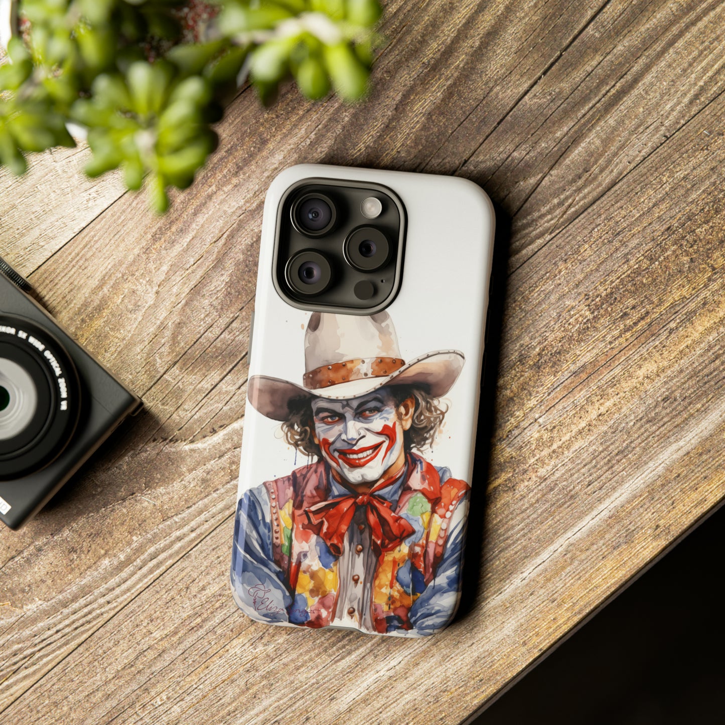 Unveiling our Tough Western Cell Phone Case: Watercolor Rodeo Clown Edition! Immerse yourself in the world of rodeo with this charming watercolor depiction of a rodeo clown on a white background. A perfect blend of style and durability.