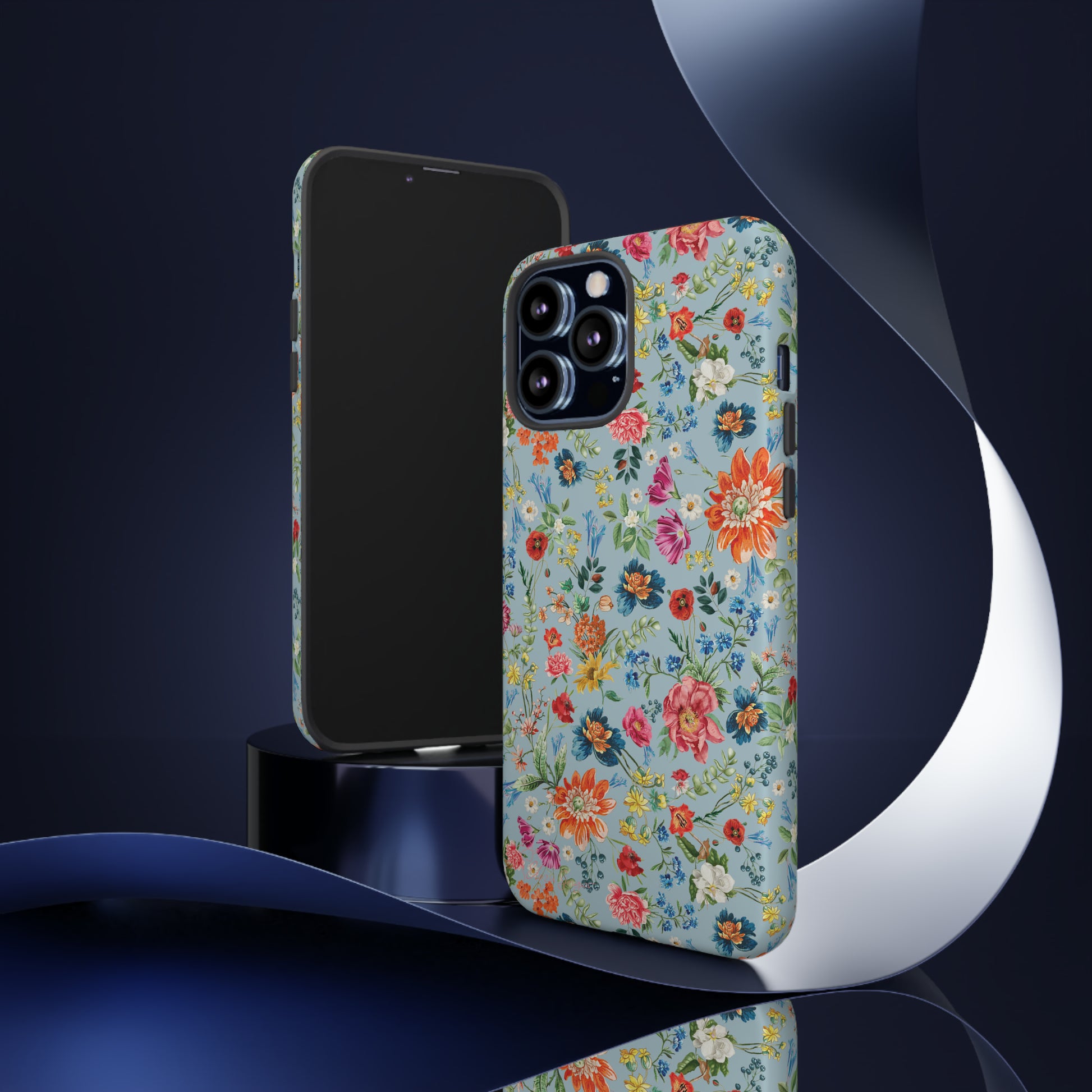 Blossom in Color: Wildflower Floral Colorful Design iPhone Tough Protective Cover. Vibrant flowers in Turquoise and Pink, compatible with iPhone 15, 14, 13, XS, XR Pro/Max/Mini/P/Plus. Embrace Nature's Palette with Style and Durability. #ElizaSinger #PhoneCase #FloralDesign