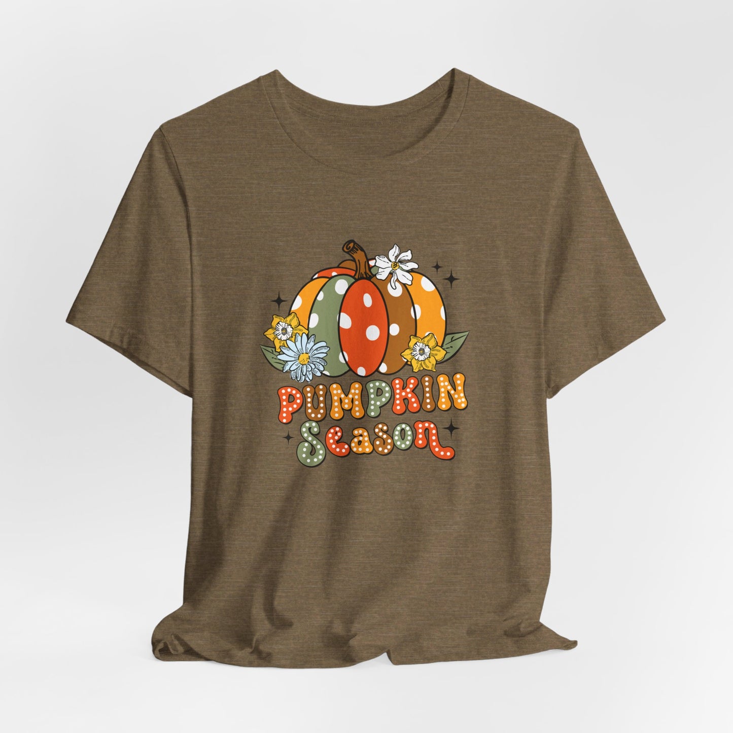 Pumpkin Season: Bella Canvas T-shirt with Multicolored Pumpkins