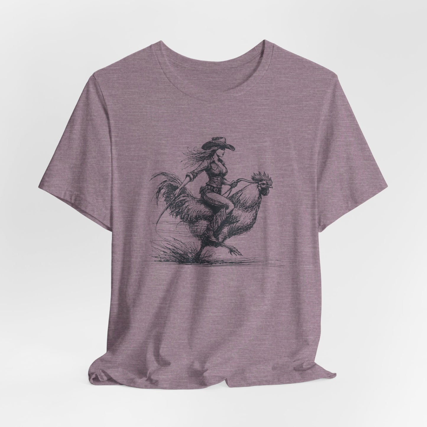 Scribble Style: Bella Canvas T-shirt with Cowgirl on Rooster