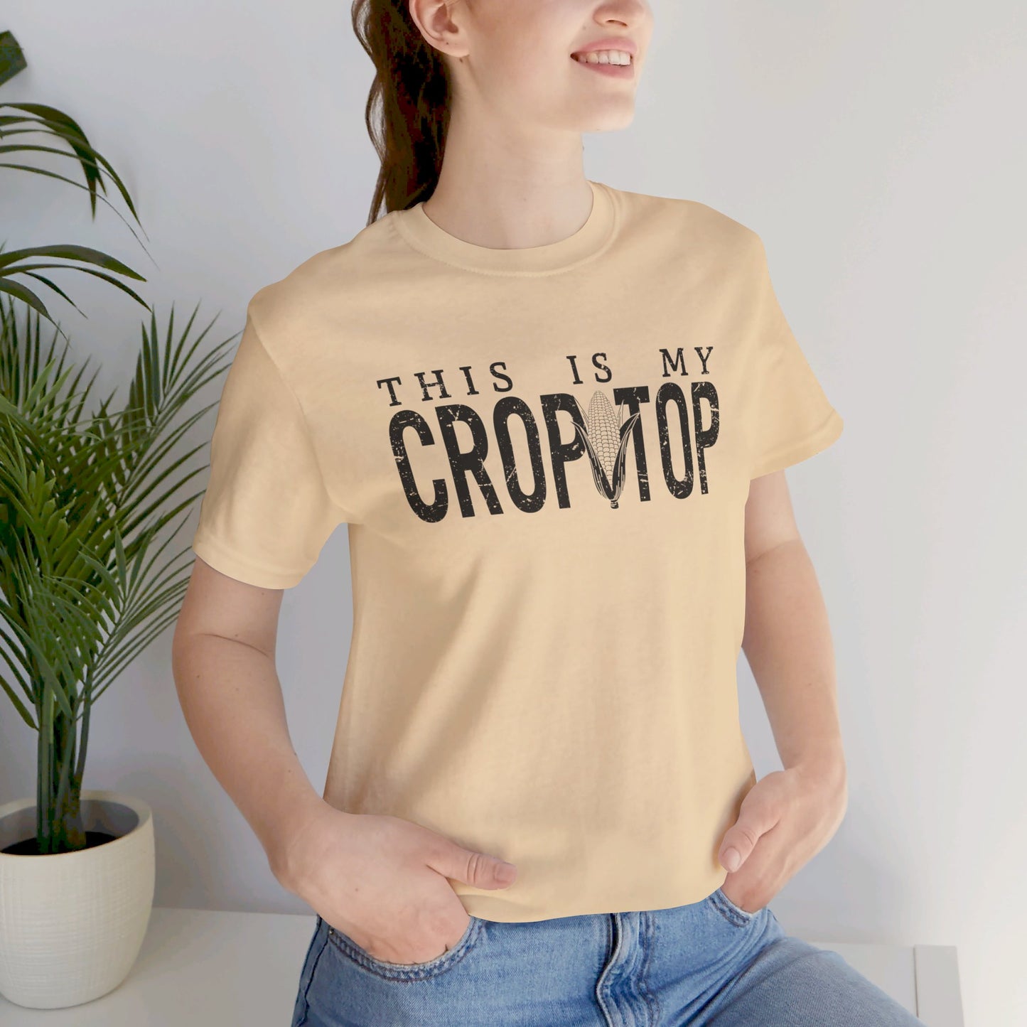 Corn Crop: Bella Canvas T-shirt with Corn Head and Slogan