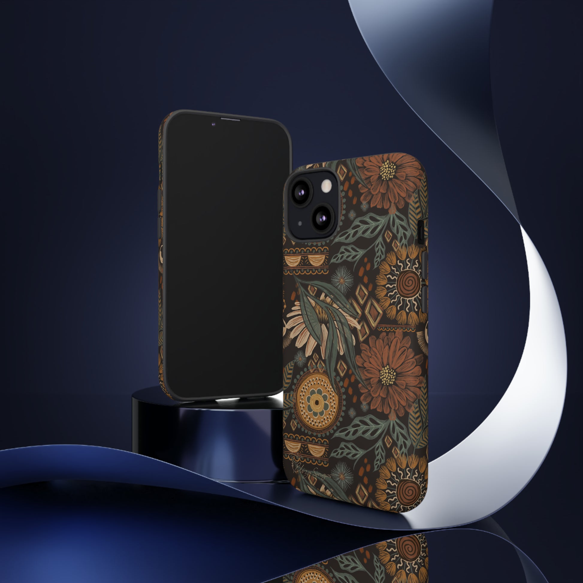 Rustic Boho Bloom: Blissfully Boho Rustic Daisy iPhone Tough Protective Cover. An artful fusion of Flowers, Boho, and floral daisies in a Western design. Compatible with iPhone 15, 14, 13, XS, XR Pro/Max/Mini/P/Plus. Embrace Bohemian Elegance with Durability and Style. #ElizaSinger #PhoneCase #BohoFloral
