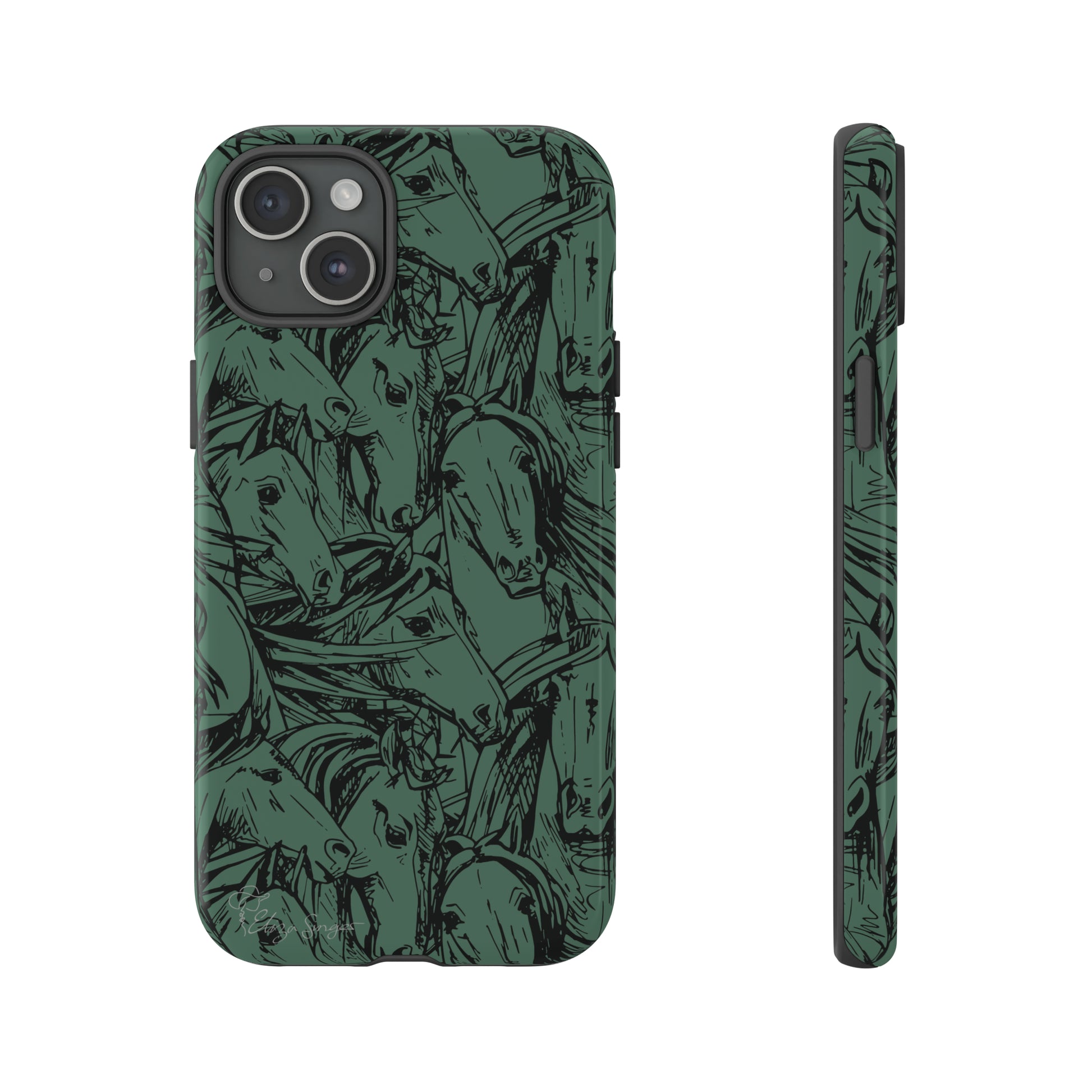 Gallop in Style: Horse Art Western Design iPhone Tough Protective Cover. Featuring a Scribble Horse Drawing, this makes the perfect equestrian gift. Compatible with iPhone 15, 14, 13, XS, XR Pro/Max/Mini/P/Plus. Unleash the Rider in You with Style and Durability. #ElizaSinger #PhoneCase #EquestrianGift
