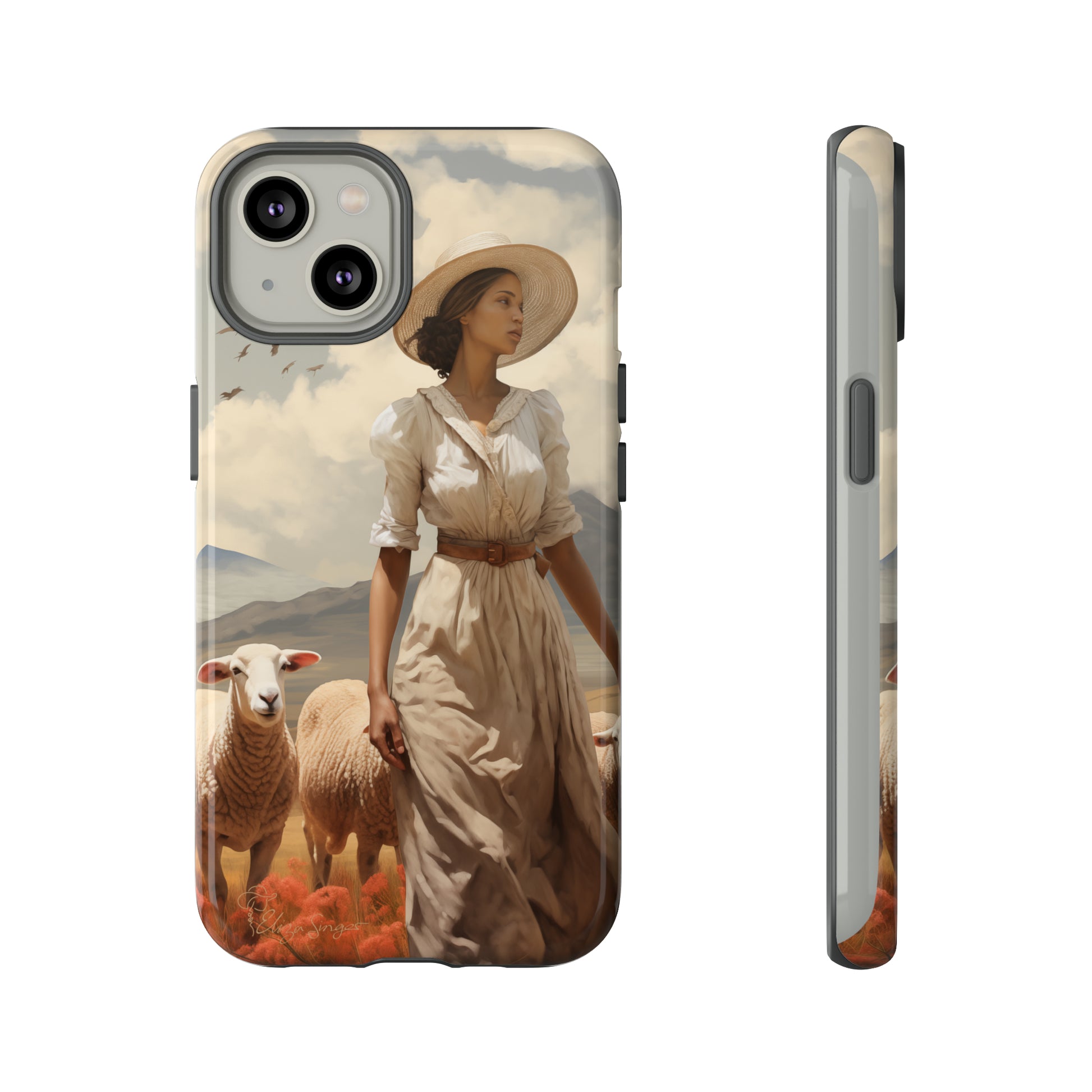 Misty Prairie Wanderer: Elevate your Tough Western Cell Phone Case with a captivating twist. This edition offers a misty take on the vintage painted design, providing a unique and enchanting touch. Experience the allure of the unknown. #ElizaSinger #PhoneCase #VintageDesign