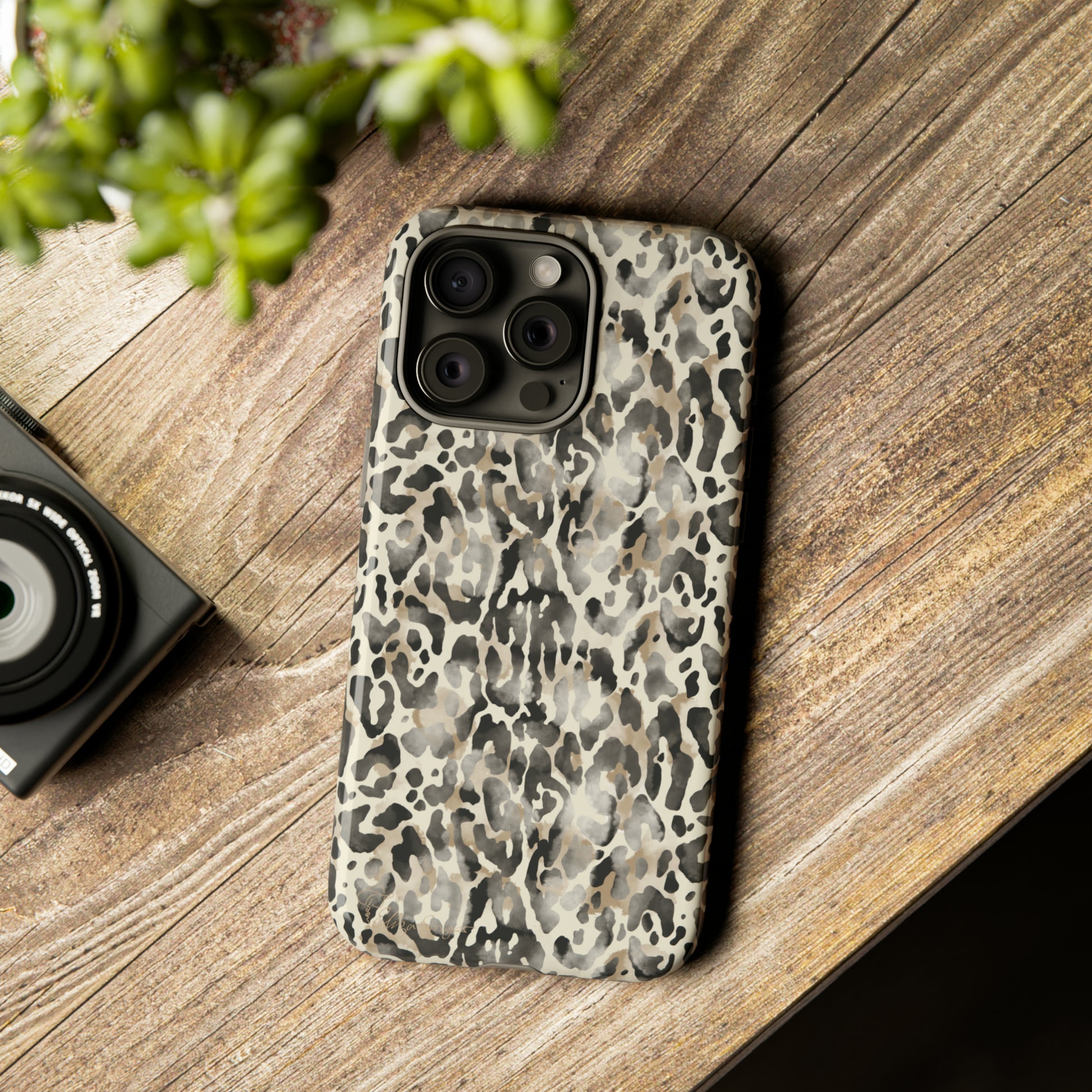 Elevate Your Tech: Abstract Neutral Animal Print iPhone Tough Protective Cover. Leopard-Painted Design in Beige and Black. Compatible with iPhone 15, 14, 13, XS, XR Pro/Max/Mini/P/Plus. Combine Style with Durability. #ElizaSinger #PhoneCase #LeopardPrint 