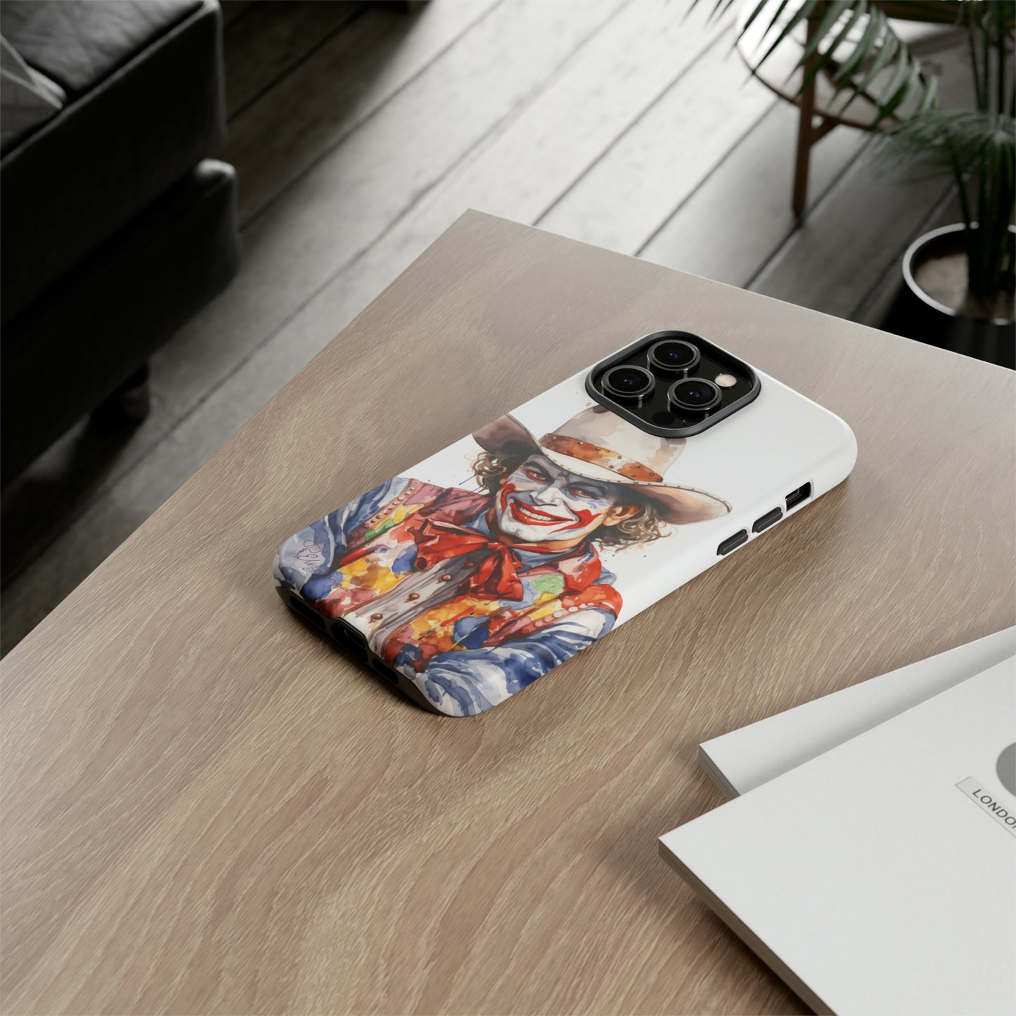 Unveiling our Tough Western Cell Phone Case: Watercolor Rodeo Clown Edition! Immerse yourself in the world of rodeo with this charming watercolor depiction of a rodeo clown on a white background. A perfect blend of style and durability.