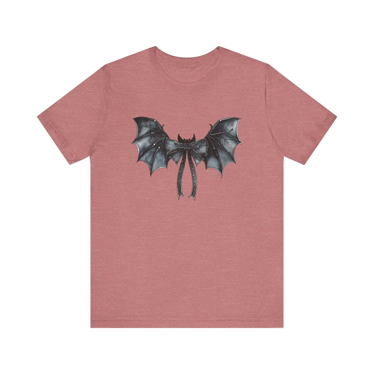 Subtle Spooks: Halloween Bella Canvas T-shirt with Minimalistic Bat Wing Design