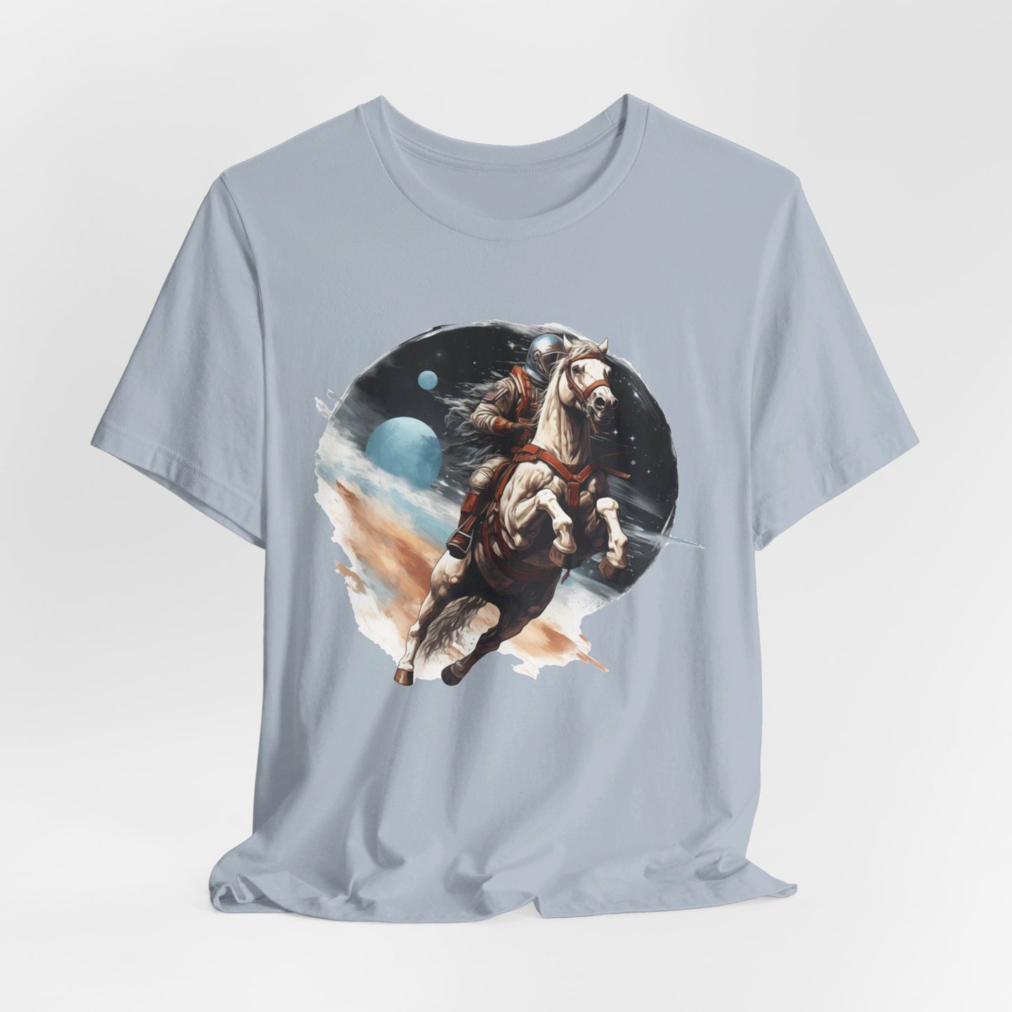 Intergalactic Rodeo: Astronaut on Horse Bella Canvas T-shirt