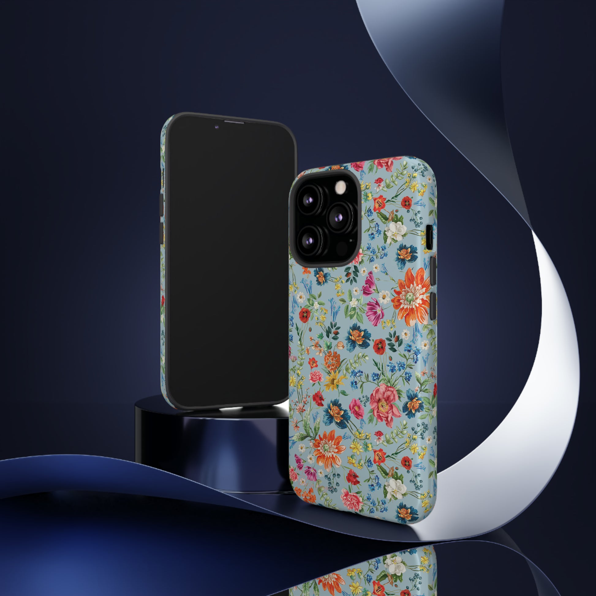 Blossom in Color: Wildflower Floral Colorful Design iPhone Tough Protective Cover. Vibrant flowers in Turquoise and Pink, compatible with iPhone 15, 14, 13, XS, XR Pro/Max/Mini/P/Plus. Embrace Nature's Palette with Style and Durability. #ElizaSinger #PhoneCase #FloralDesign