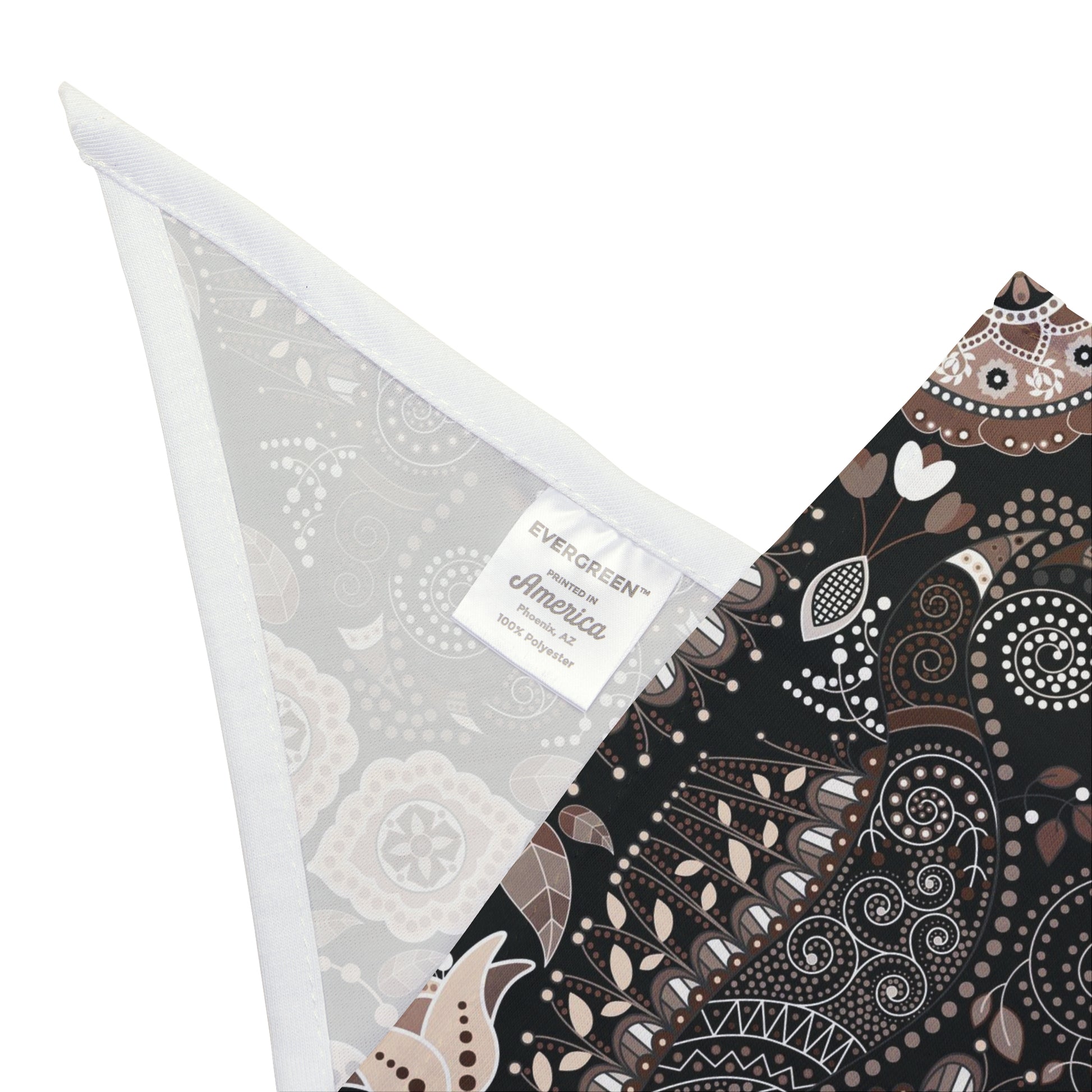 Elevate your dog's style with our Classic Elegance Dog Bandana/Wild Rag. The masculine and classy paisley design in black and sand adds a touch of sophistication to any ensemble. Crafted from soft-spun polyester, this wild rag ensures comfort and durability. Make every outing a stylish affair with this exclusive design, available only at Eliza Singer.
