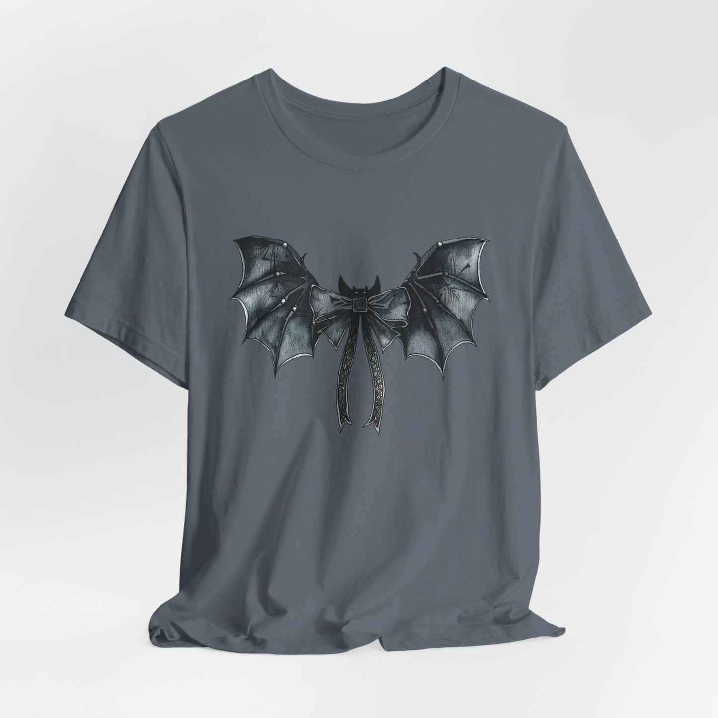 Subtle Spooks: Halloween Bella Canvas T-shirt with Minimalistic Bat Wing Design