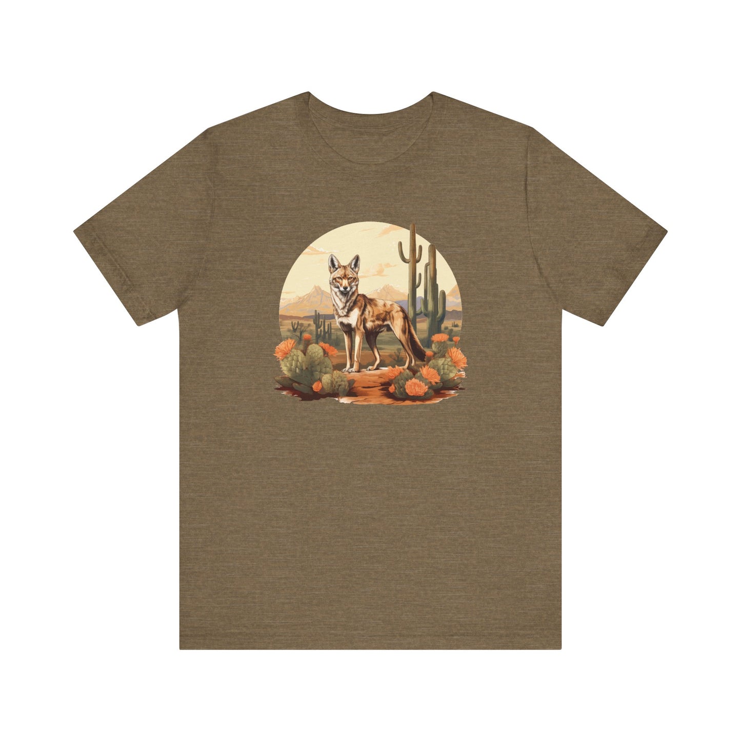 Desert Nomad: Bella Canvas T-shirt with Jackal and Cactus