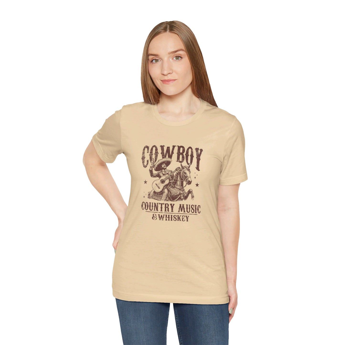 Cowboy Vibes: Bella Canvas T-shirt with Sombrero and Horse