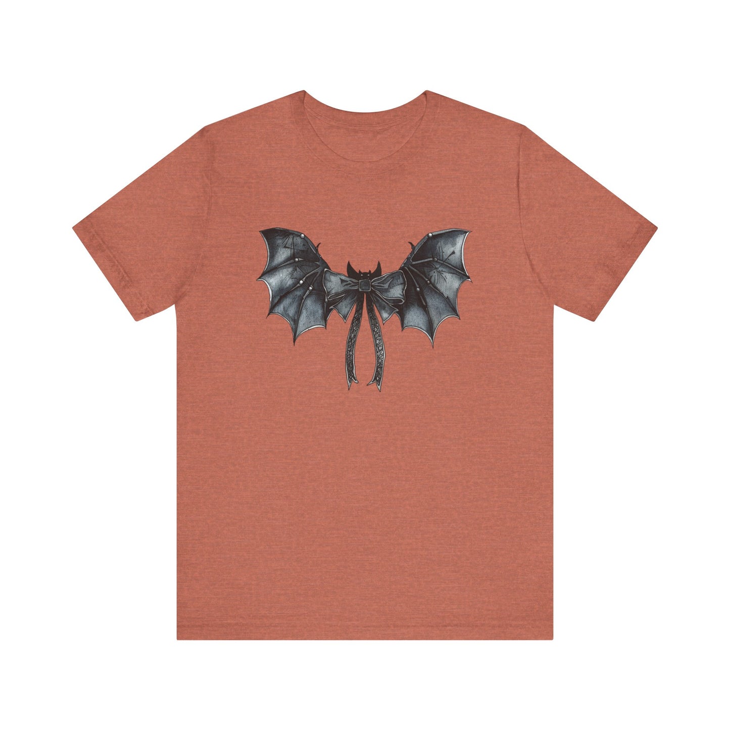 Subtle Spooks: Halloween Bella Canvas T-shirt with Minimalistic Bat Wing Design