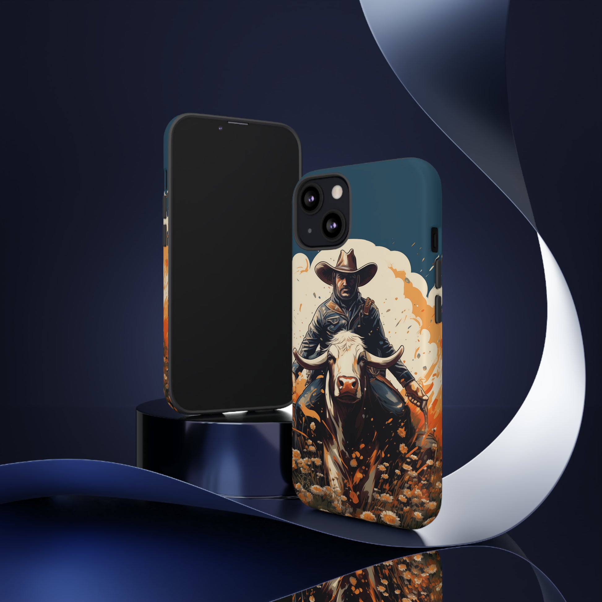 Time-Tested Charm: Immerse yourself in the charm of yesteryear with our Tough Cell Phone Case. Featuring a cowboy on a cow in a field of flowers, this design exudes retro vibes. Experience the perfect blend of vintage style and durable protection. Elevate your phone with a touch of timeless allure. #ElizaSinger #PhoneCase #VintageCharm