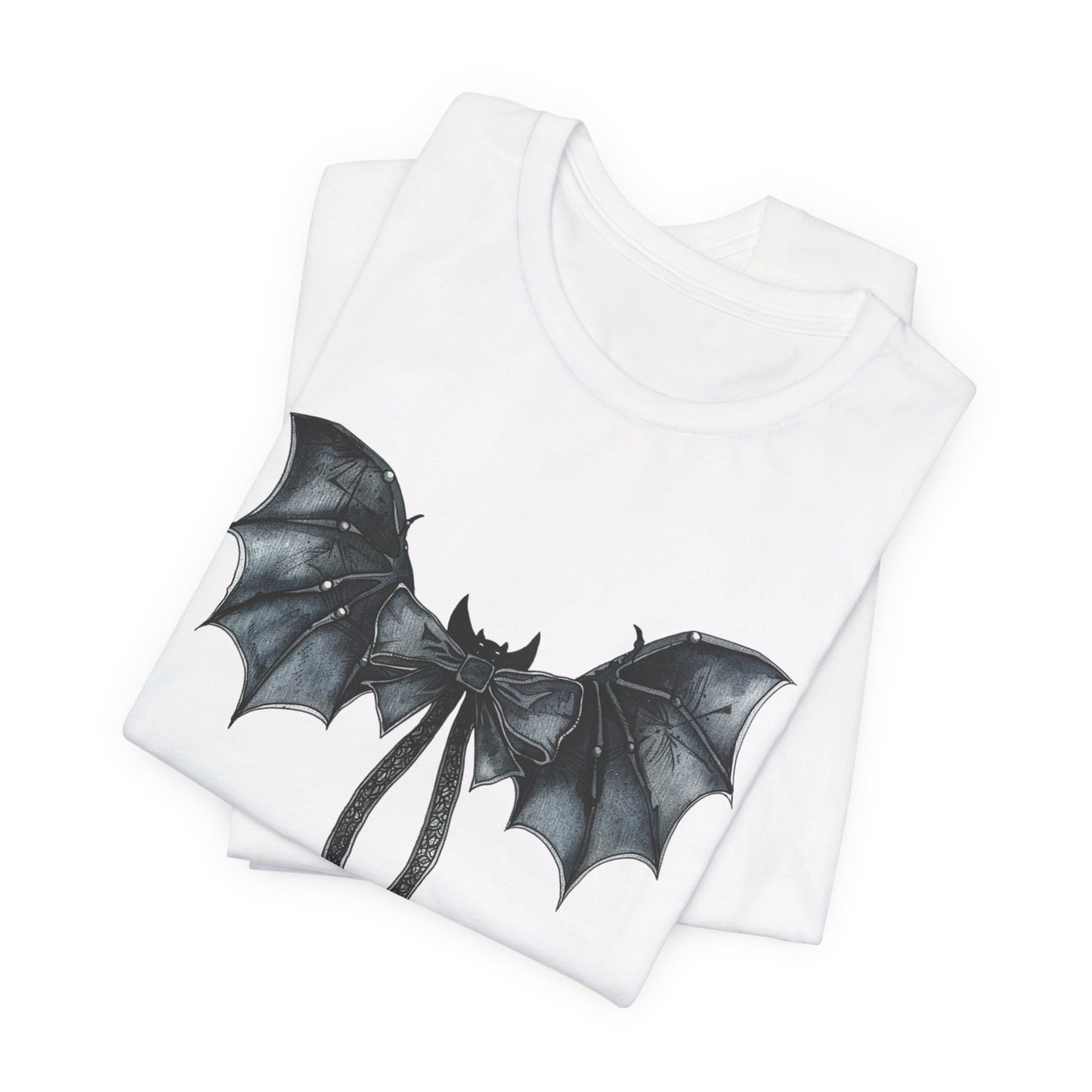 Subtle Spooks: Halloween Bella Canvas T-shirt with Minimalistic Bat Wing Design