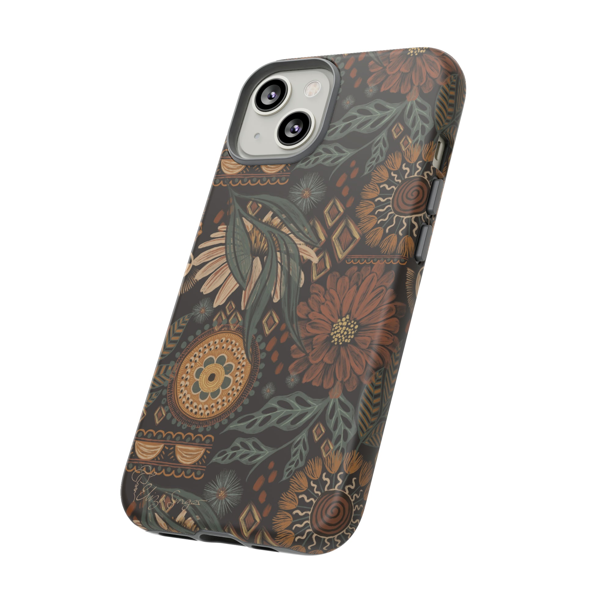 Rustic Boho Bloom: Blissfully Boho Rustic Daisy iPhone Tough Protective Cover. An artful fusion of Flowers, Boho, and floral daisies in a Western design. Compatible with iPhone 15, 14, 13, XS, XR Pro/Max/Mini/P/Plus. Embrace Bohemian Elegance with Durability and Style. #ElizaSinger #PhoneCase #BohoFloral