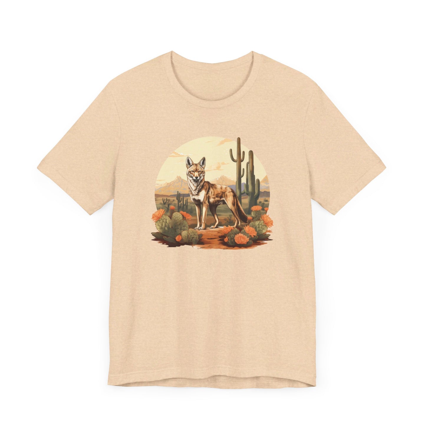 Desert Nomad: Bella Canvas T-shirt with Jackal and Cactus