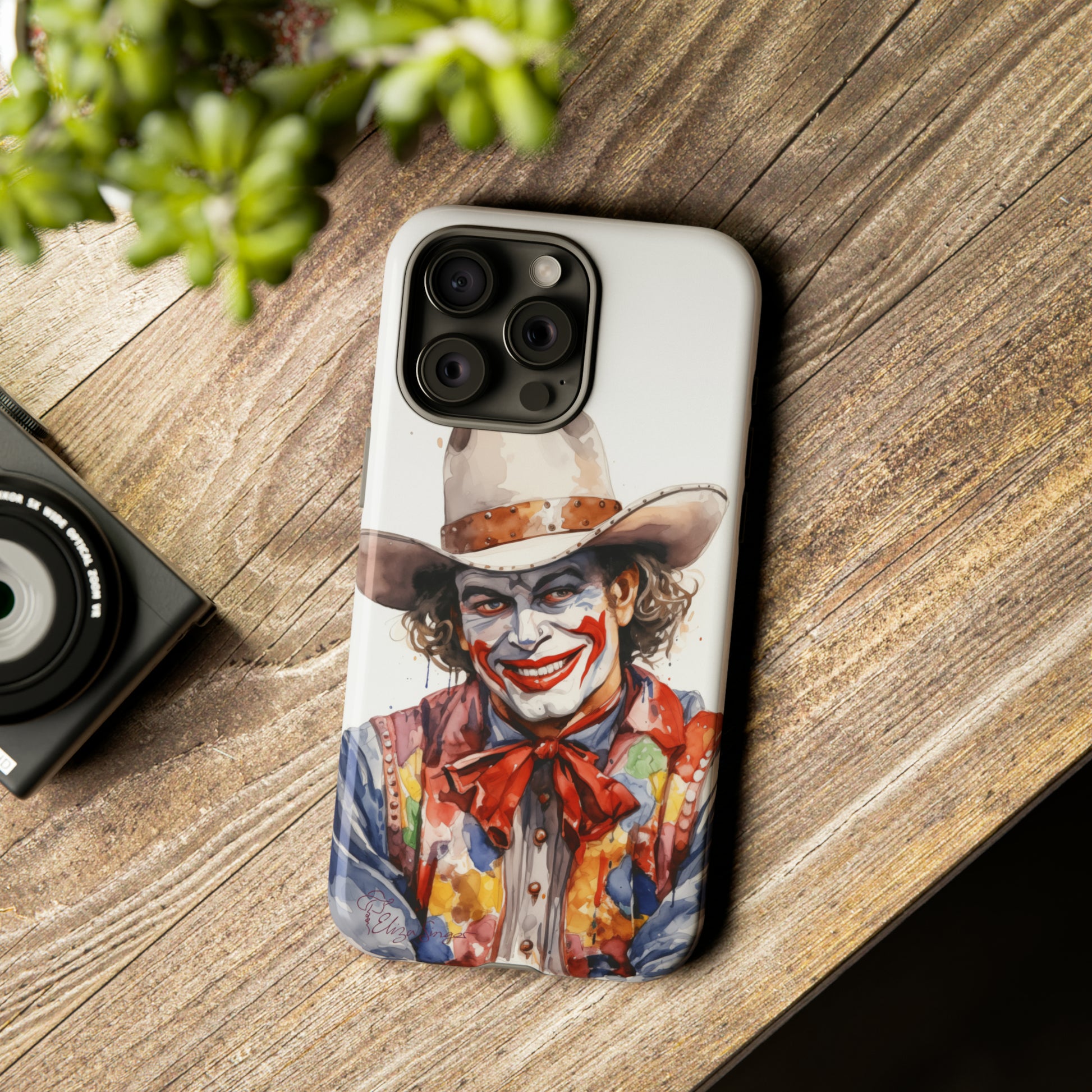 Unveiling our Tough Western Cell Phone Case: Watercolor Rodeo Clown Edition! Immerse yourself in the world of rodeo with this charming watercolor depiction of a rodeo clown on a white background. A perfect blend of style and durability.