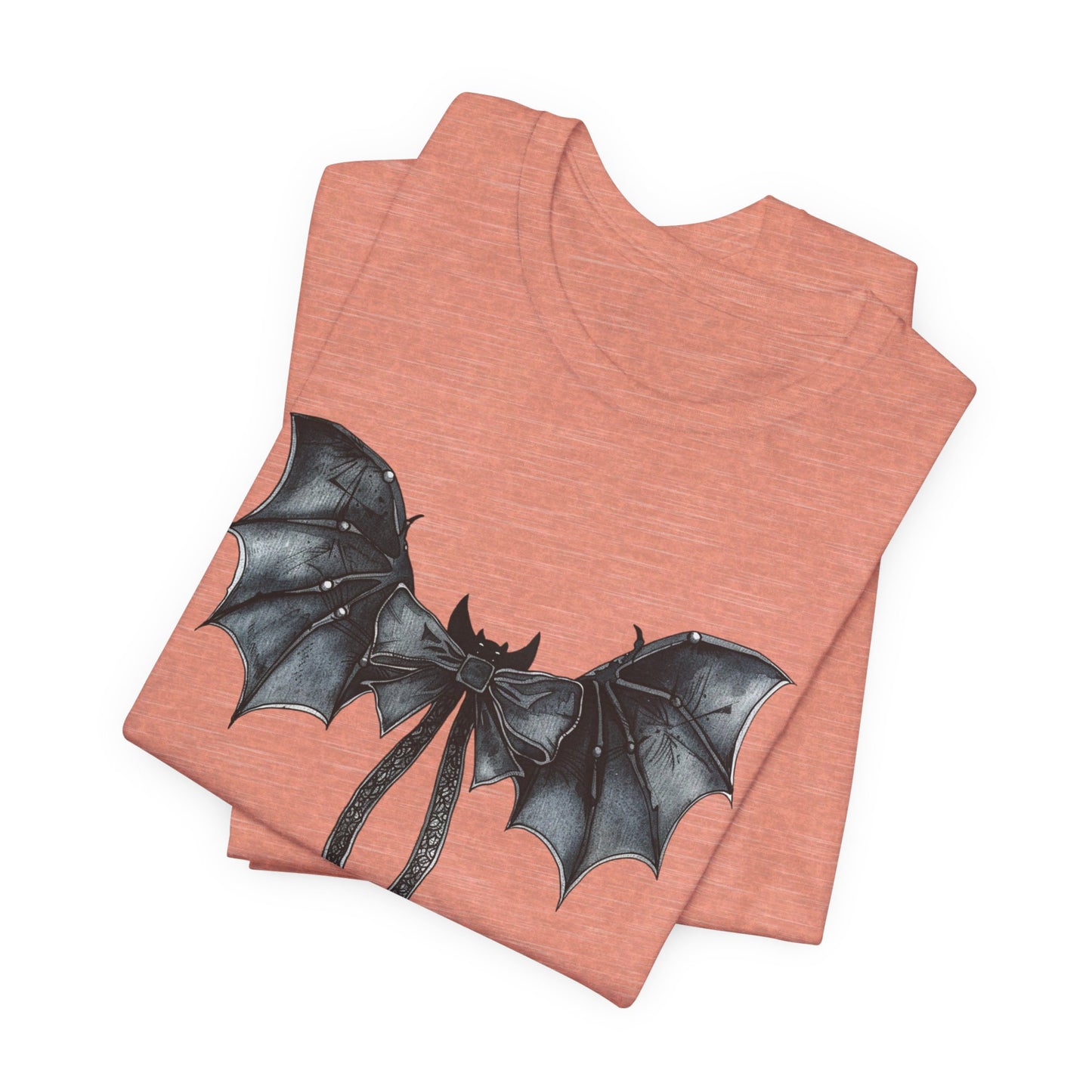 Subtle Spooks: Halloween Bella Canvas T-shirt with Minimalistic Bat Wing Design