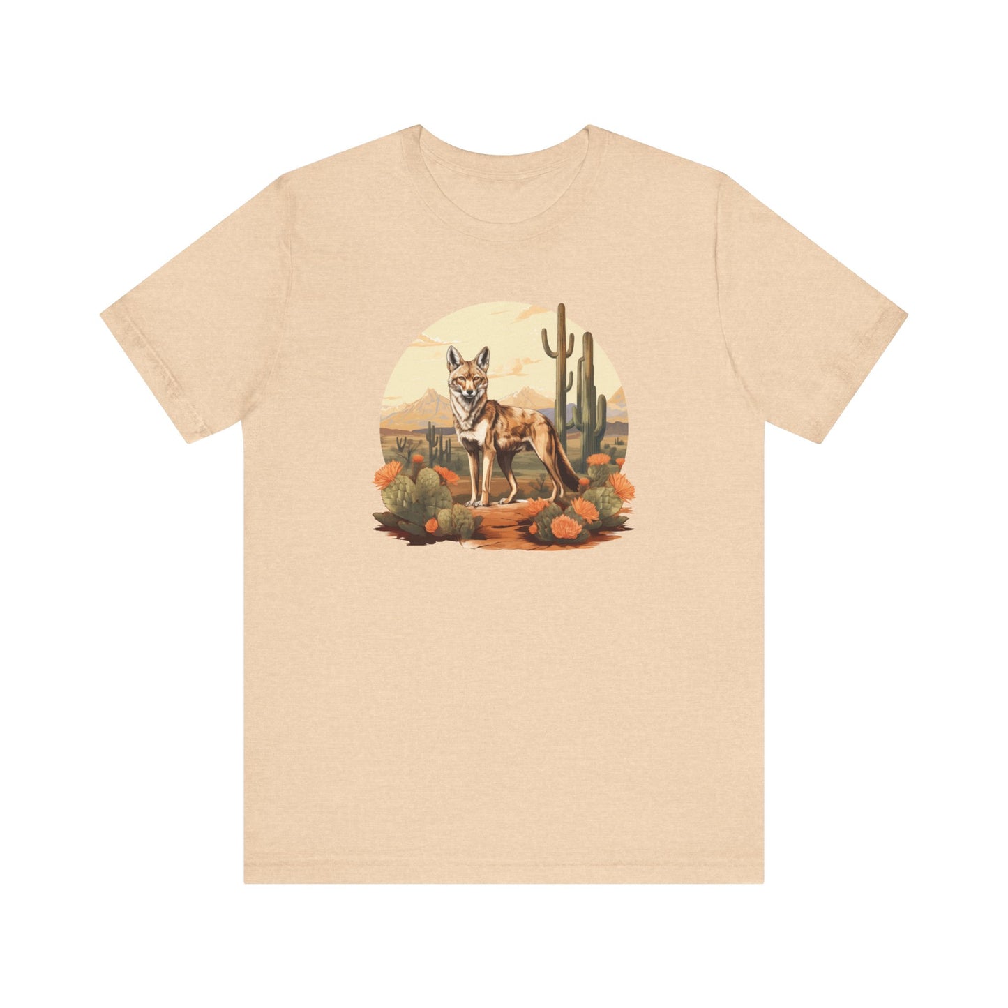 Desert Nomad: Bella Canvas T-shirt with Jackal and Cactus