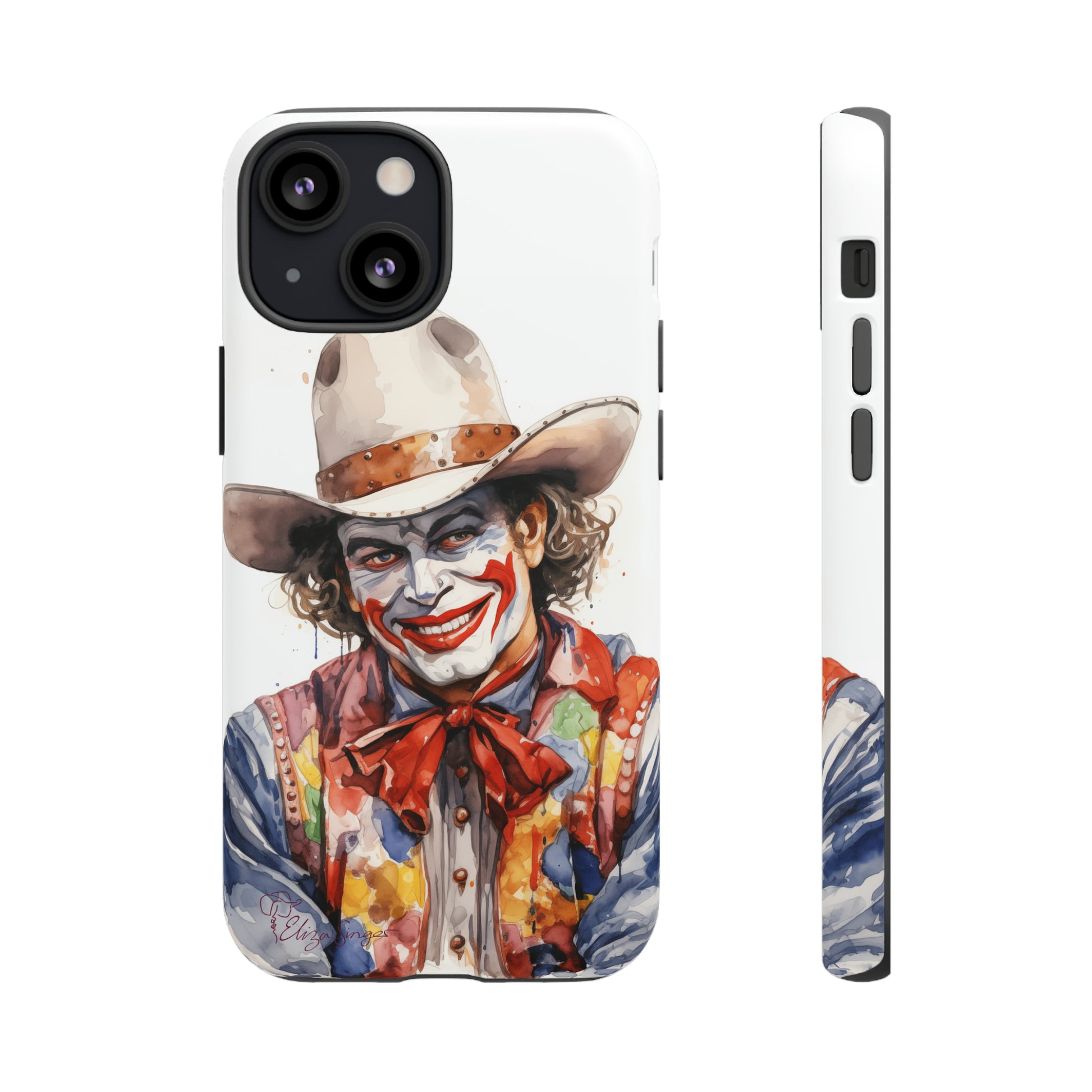 Unveiling our Tough Western Cell Phone Case: Watercolor Rodeo Clown Edition! Immerse yourself in the world of rodeo with this charming watercolor depiction of a rodeo clown on a white background. A perfect blend of style and durability.