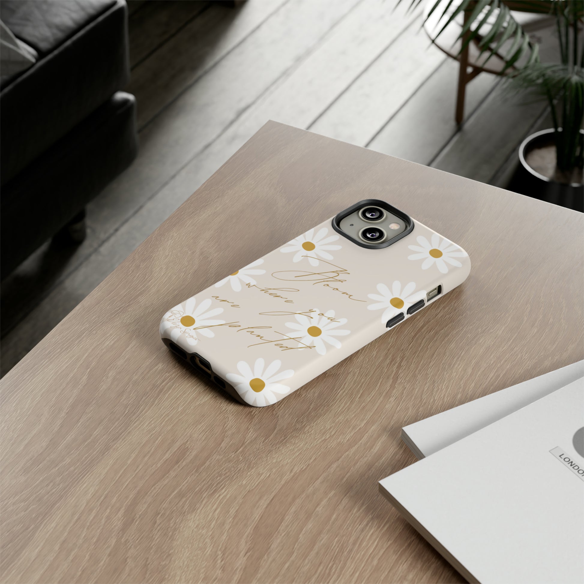 Sunny Boho Blooms: Boho Flower Daisy iPhone Tough Protective Case. A lively fusion of Flowers, Boho, and floral daisies design. Compatible with iPhone 15, 14, 13, XS, XR Pro/Max/Mini/P/Plus. Elevate Your Device with Bohemian Charm and Durability. #ElizaSinger #PhoneCase #FloralDesign