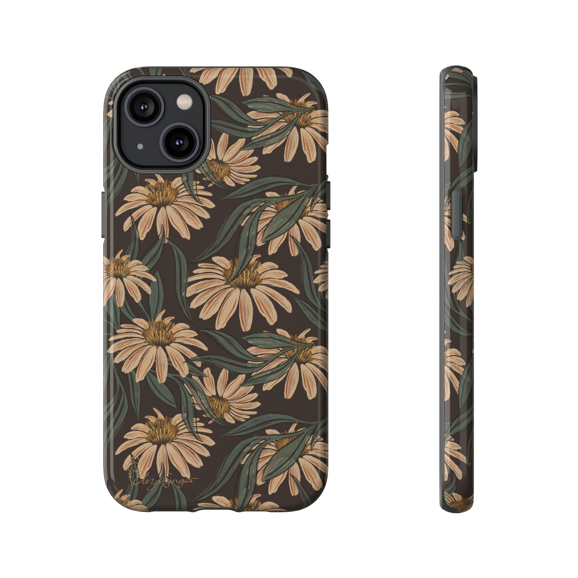 Meadows in Bloom: Boho Meadows Daisy iPhone Tough Protective Cover. A picturesque fusion of Flowers, Boho, and floral daisies in a Western design. Compatible with iPhone 15, 14, 13, XS, XR Pro/Max/Mini/P/Plus. Embrace Nature's Beauty with Style and Durability. #ElizaSinger #PhoneCase #BohoFloral