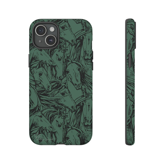 Gallop in Style: Horse Art Western Design iPhone Tough Protective Cover. Featuring a Scribble Horse Drawing, this makes the perfect equestrian gift. Compatible with iPhone 15, 14, 13, XS, XR Pro/Max/Mini/P/Plus. Unleash the Rider in You with Style and Durability. #ElizaSinger #PhoneCase #EquestrianGift