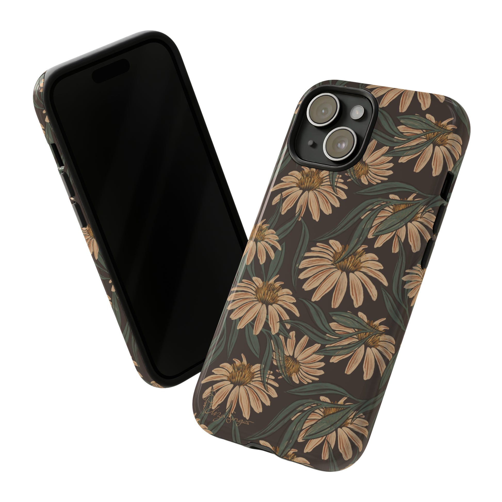 Meadows in Bloom: Boho Meadows Daisy iPhone Tough Protective Cover. A picturesque fusion of Flowers, Boho, and floral daisies in a Western design. Compatible with iPhone 15, 14, 13, XS, XR Pro/Max/Mini/P/Plus. Embrace Nature's Beauty with Style and Durability. #ElizaSinger #PhoneCase #BohoFloral