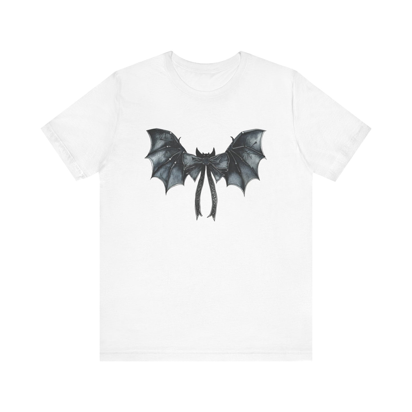 Subtle Spooks: Halloween Bella Canvas T-shirt with Minimalistic Bat Wing Design