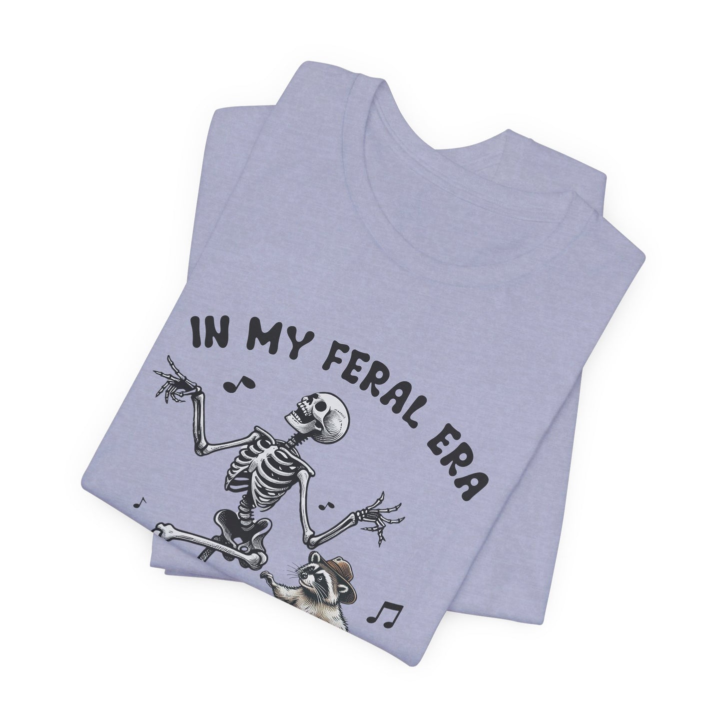 Feral Era: Halloween Bella Canvas T-shirt with Skeleton and Raccoon